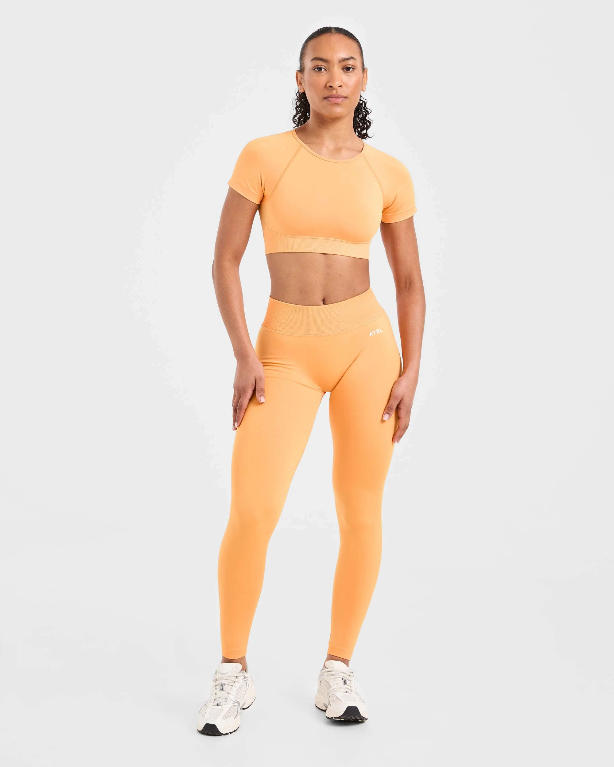 Adapt Seamless Crop Top - Bright Orange - Image 3