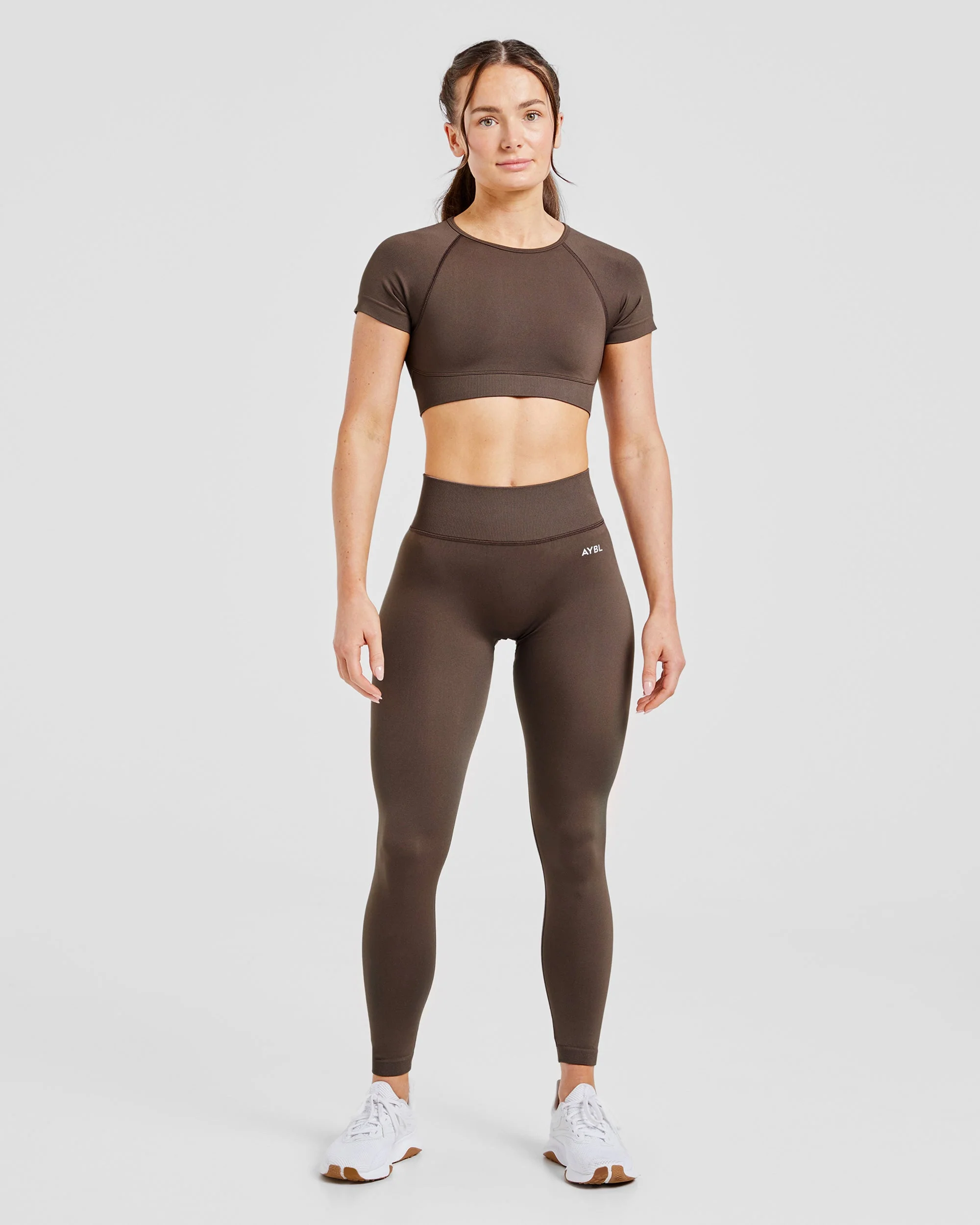 Adapt Seamless Crop Top - Brown - Image 3