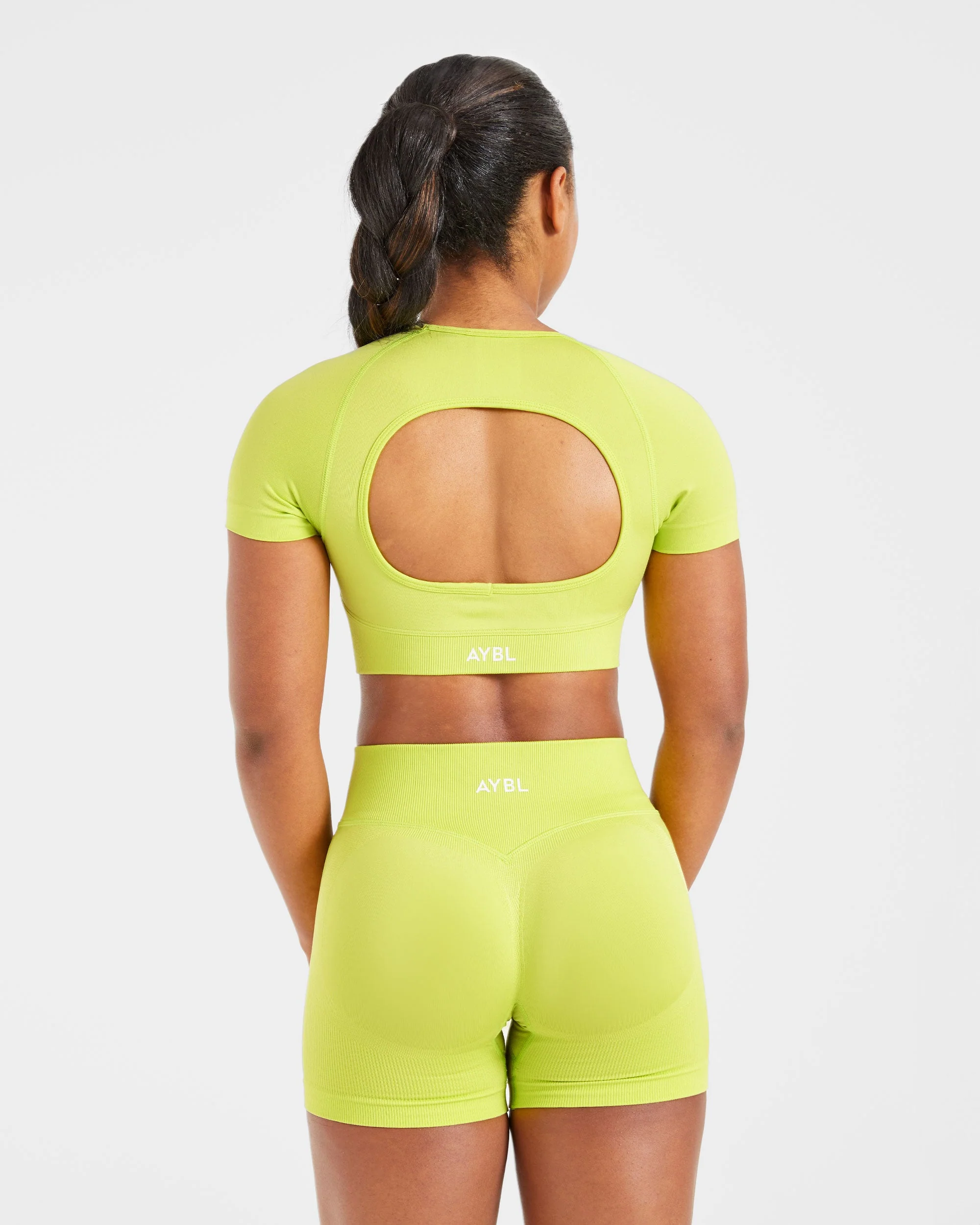 Adapt Seamless Crop Top - Lime Green - Image 2