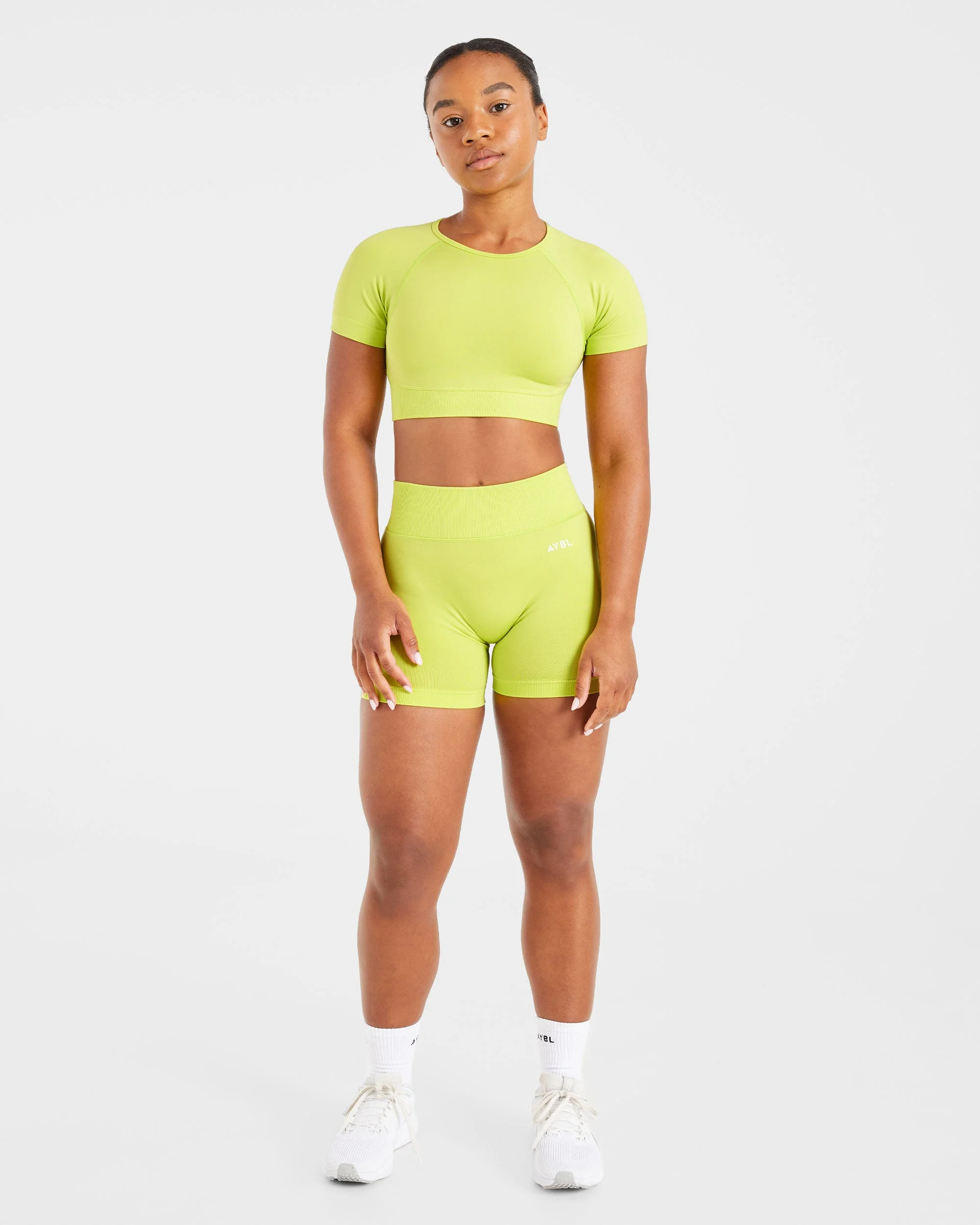 Adapt Seamless Crop Top - Lime Green - Image 3
