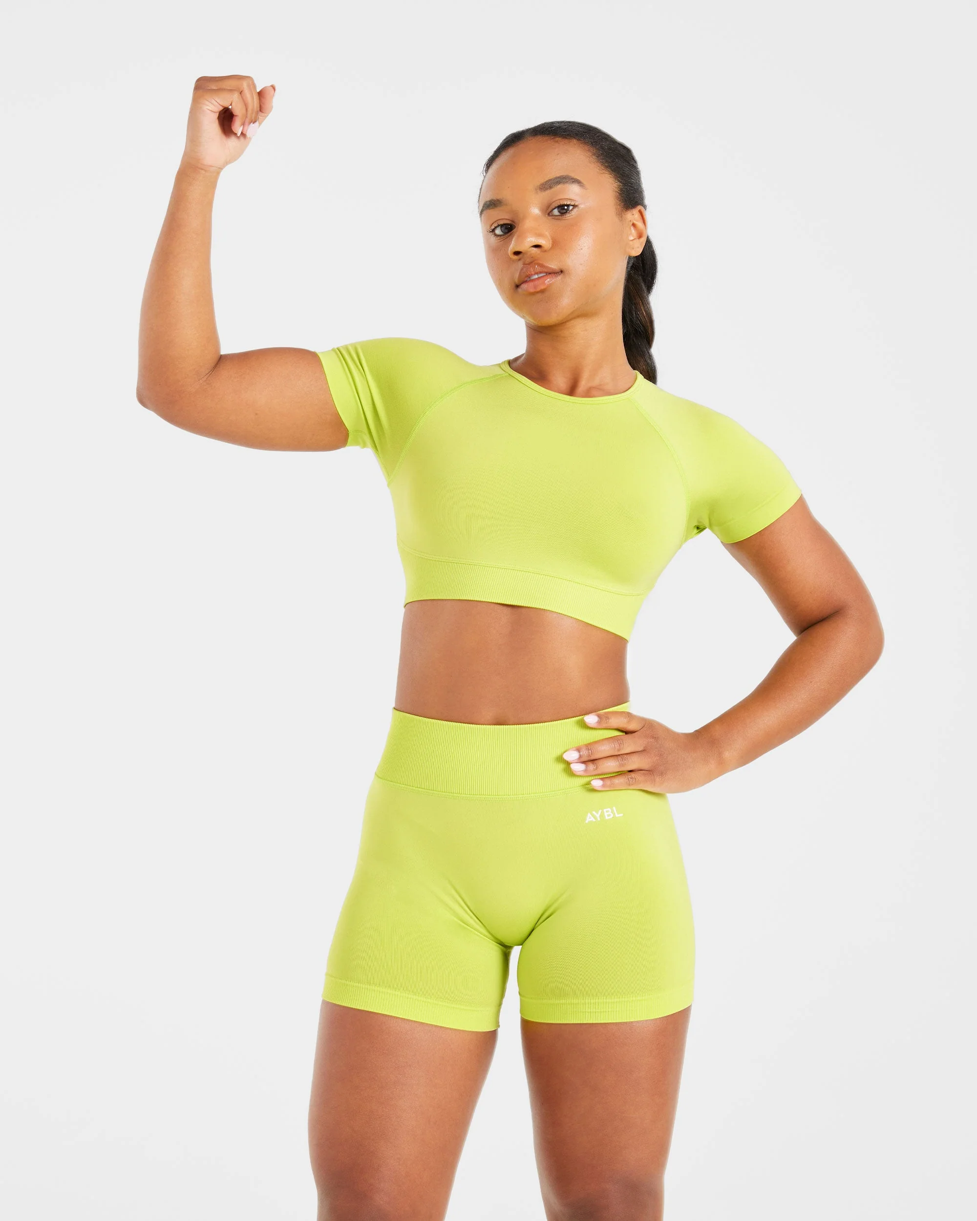Adapt Seamless Crop Top - Lime Green - Image 8