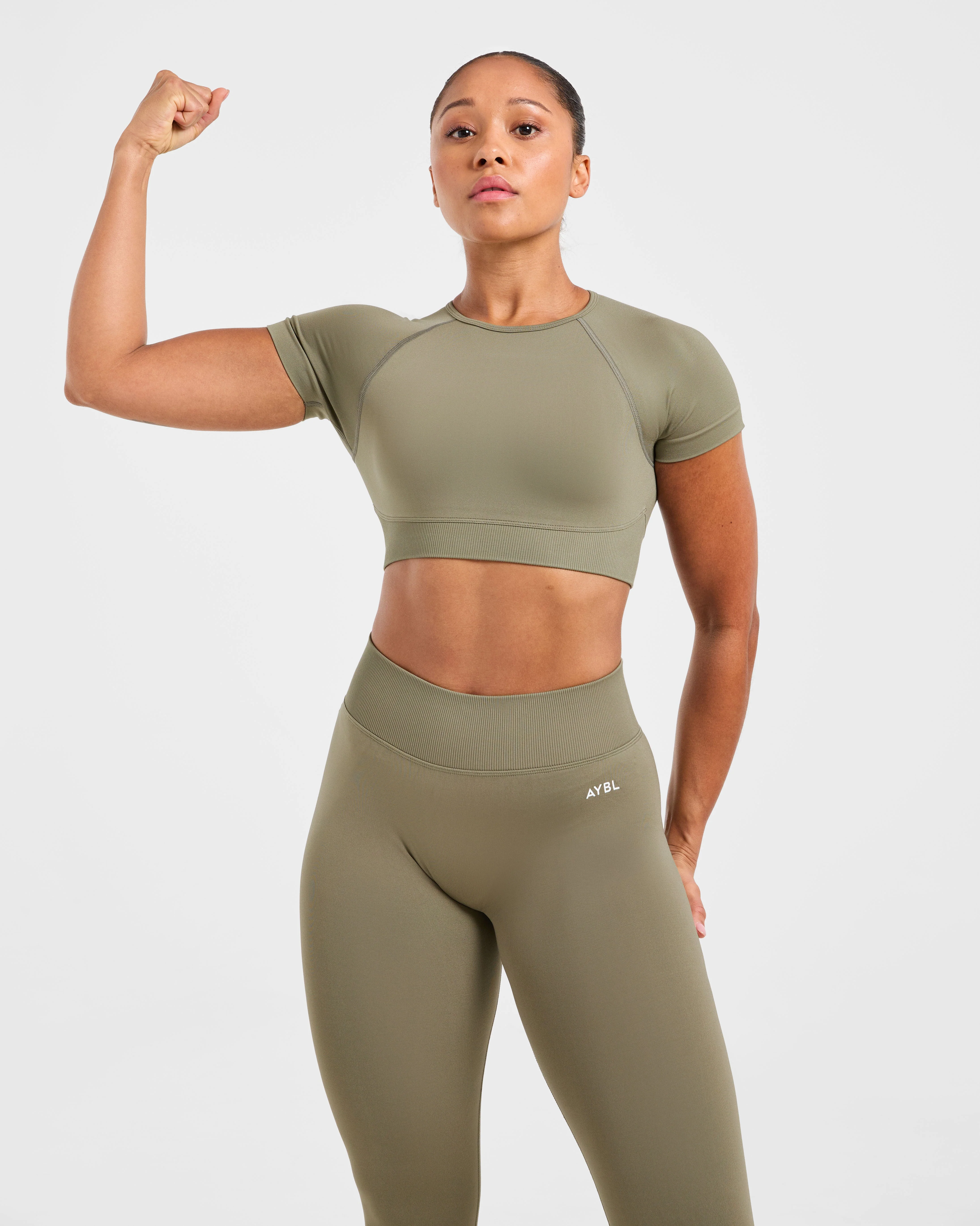 Adapt Seamless Crop Top - Muted Olive - Image 7