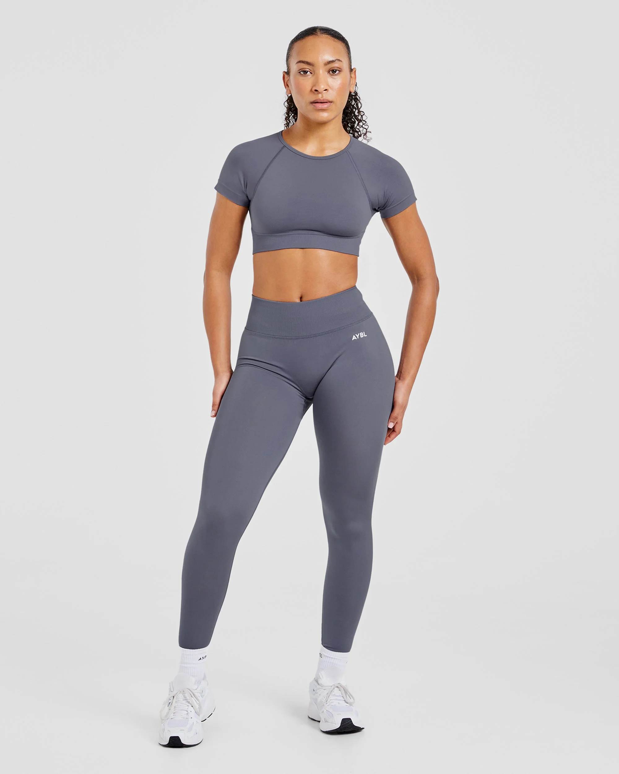 Adapt Seamless Crop Top - Slate - Image 3