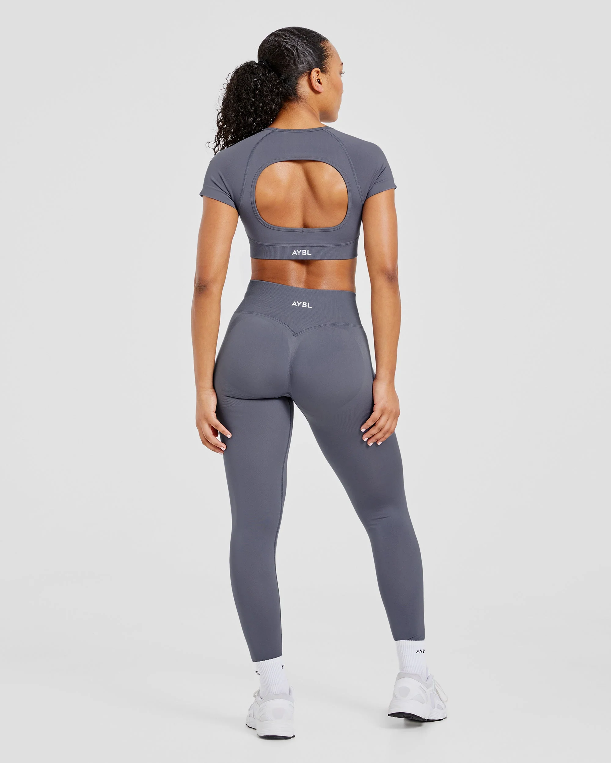 Adapt Seamless Crop Top - Slate - Image 4