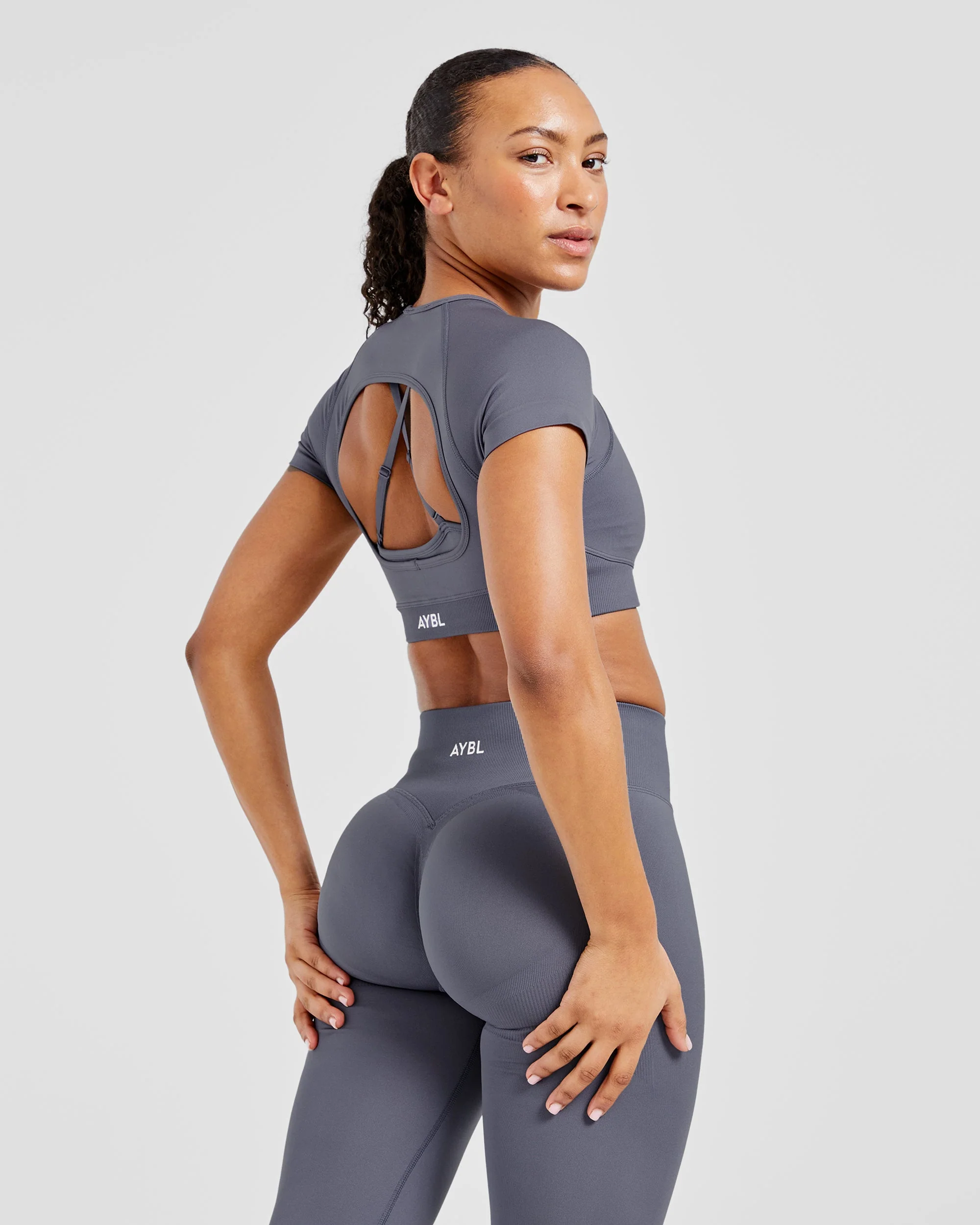 Adapt Seamless Crop Top - Slate - Image 7