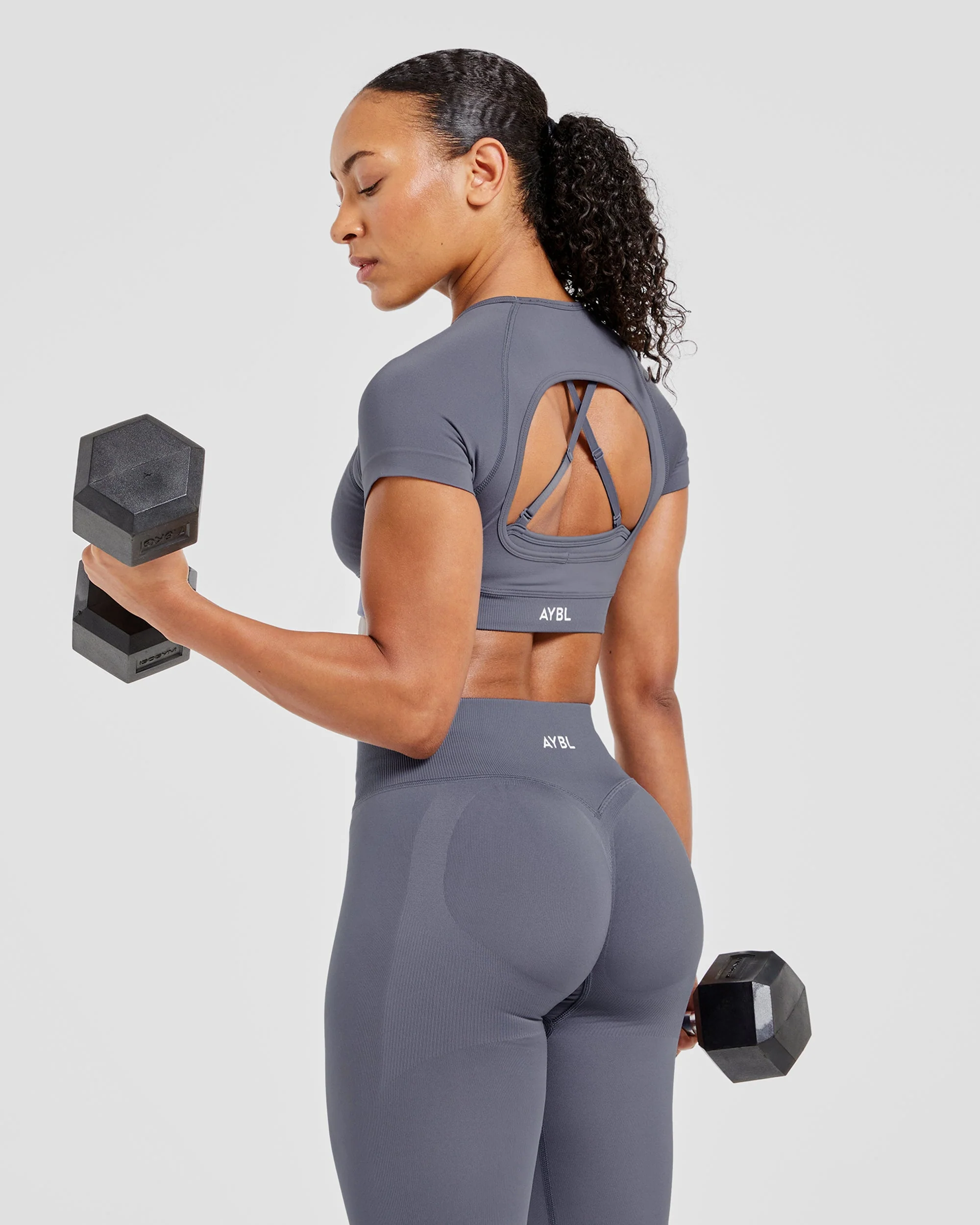 Adapt Seamless Crop Top - Slate - Image 8