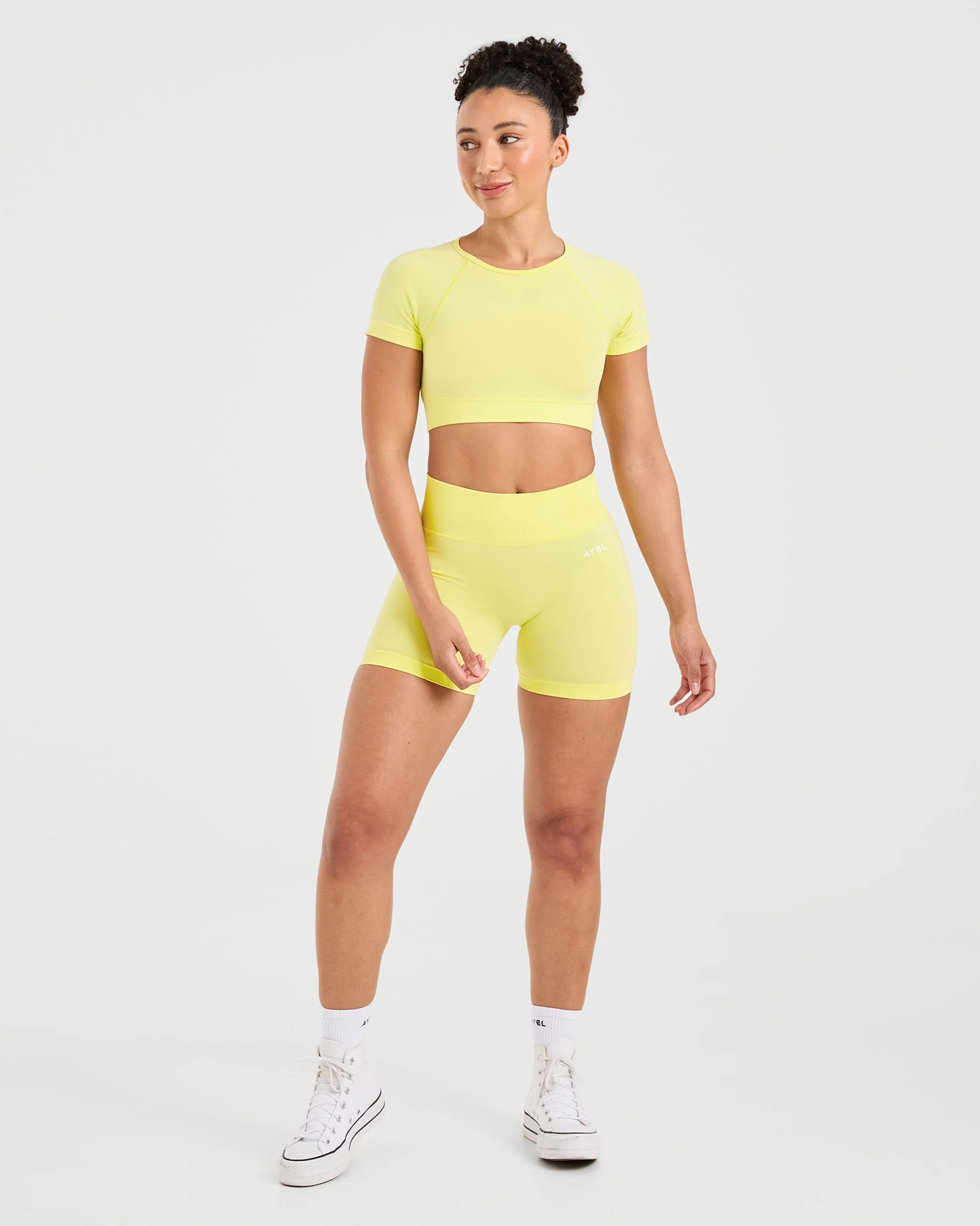 Adapt Seamless Crop Top - Spring Yellow - Image 3