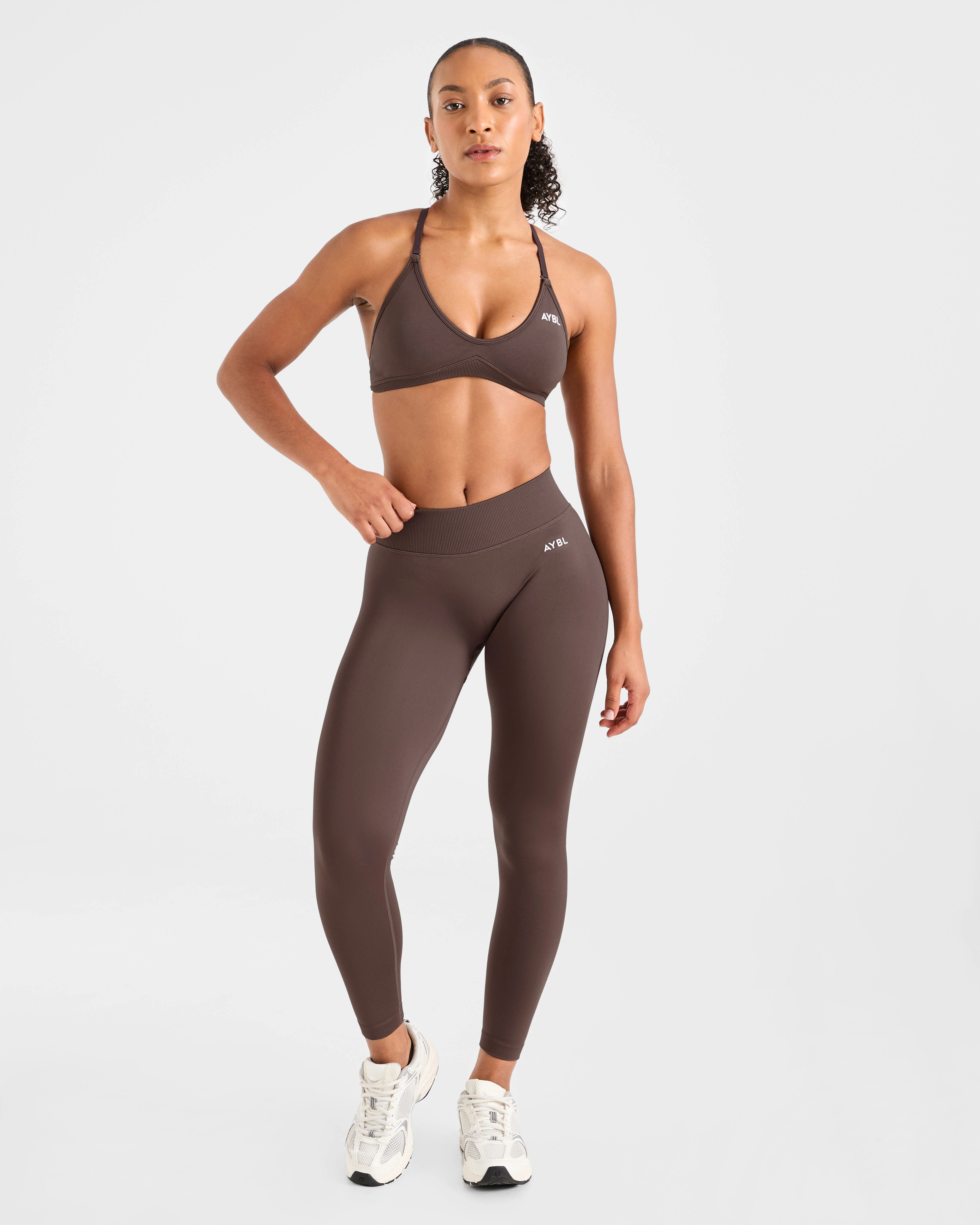 Adapt Seamless Strappy Sports Bra - Brown - Image 3