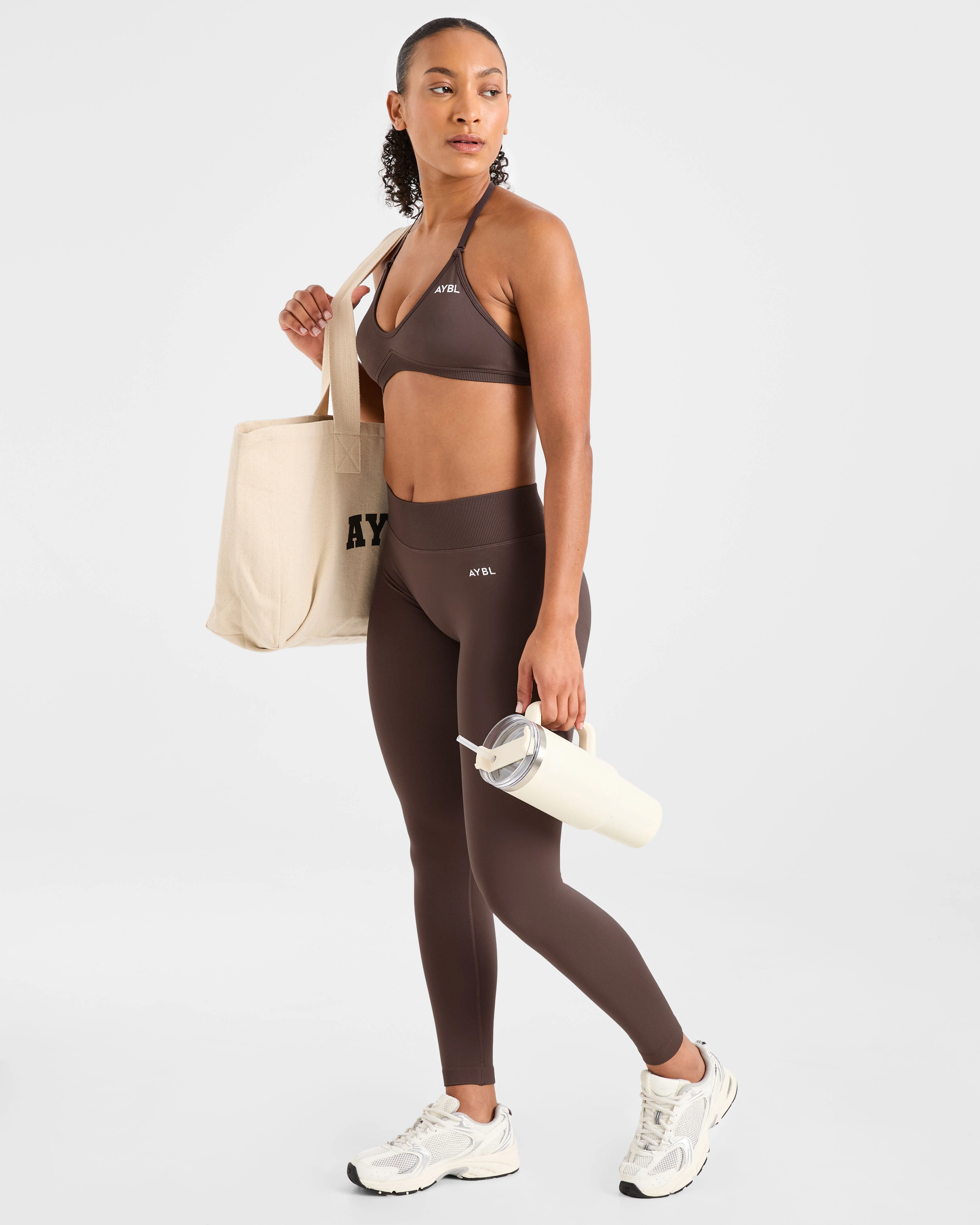Adapt Seamless Strappy Sports Bra - Brown - Image 7