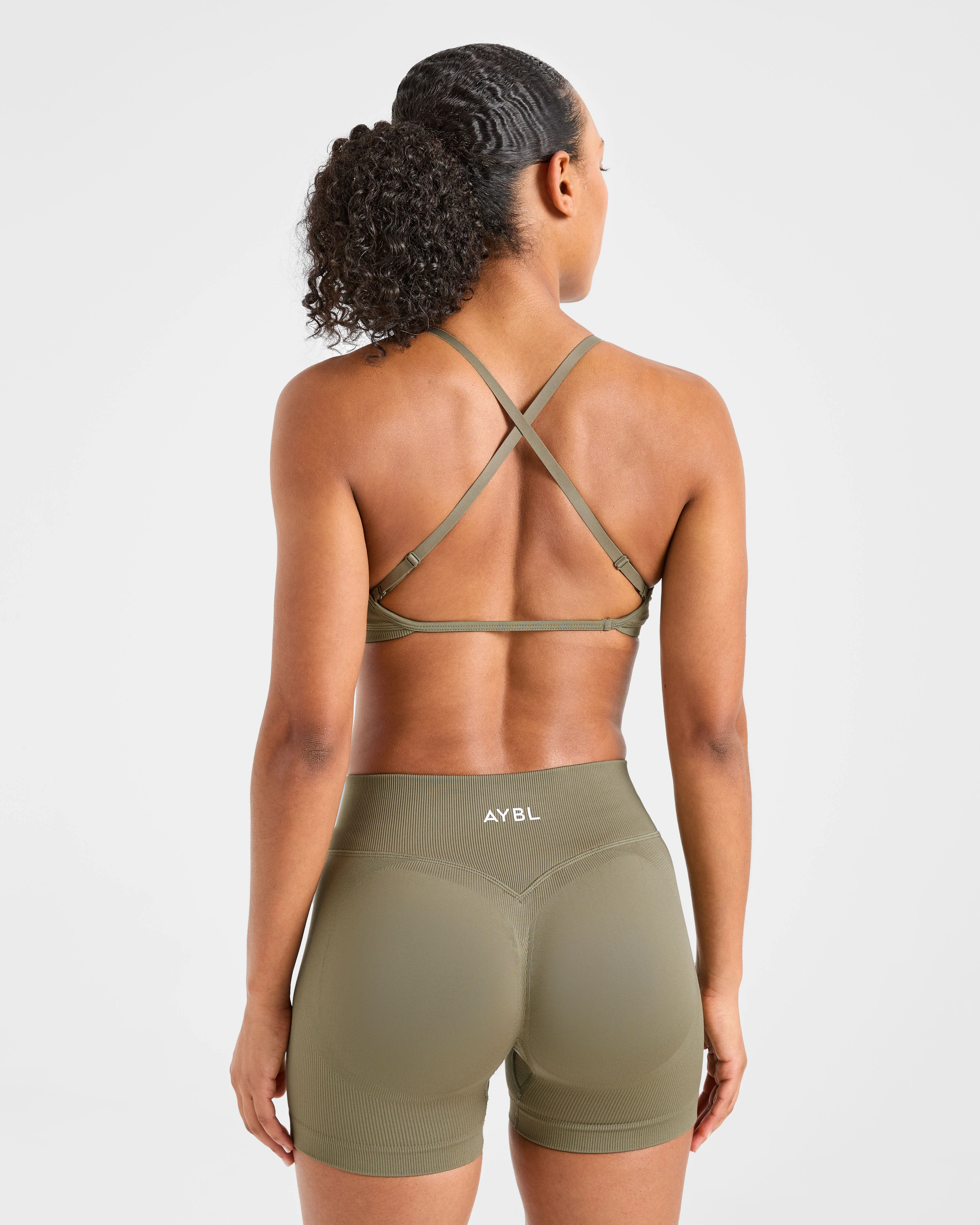 Adapt Seamless Strappy Sports Bra - Muted Olive - Image 2