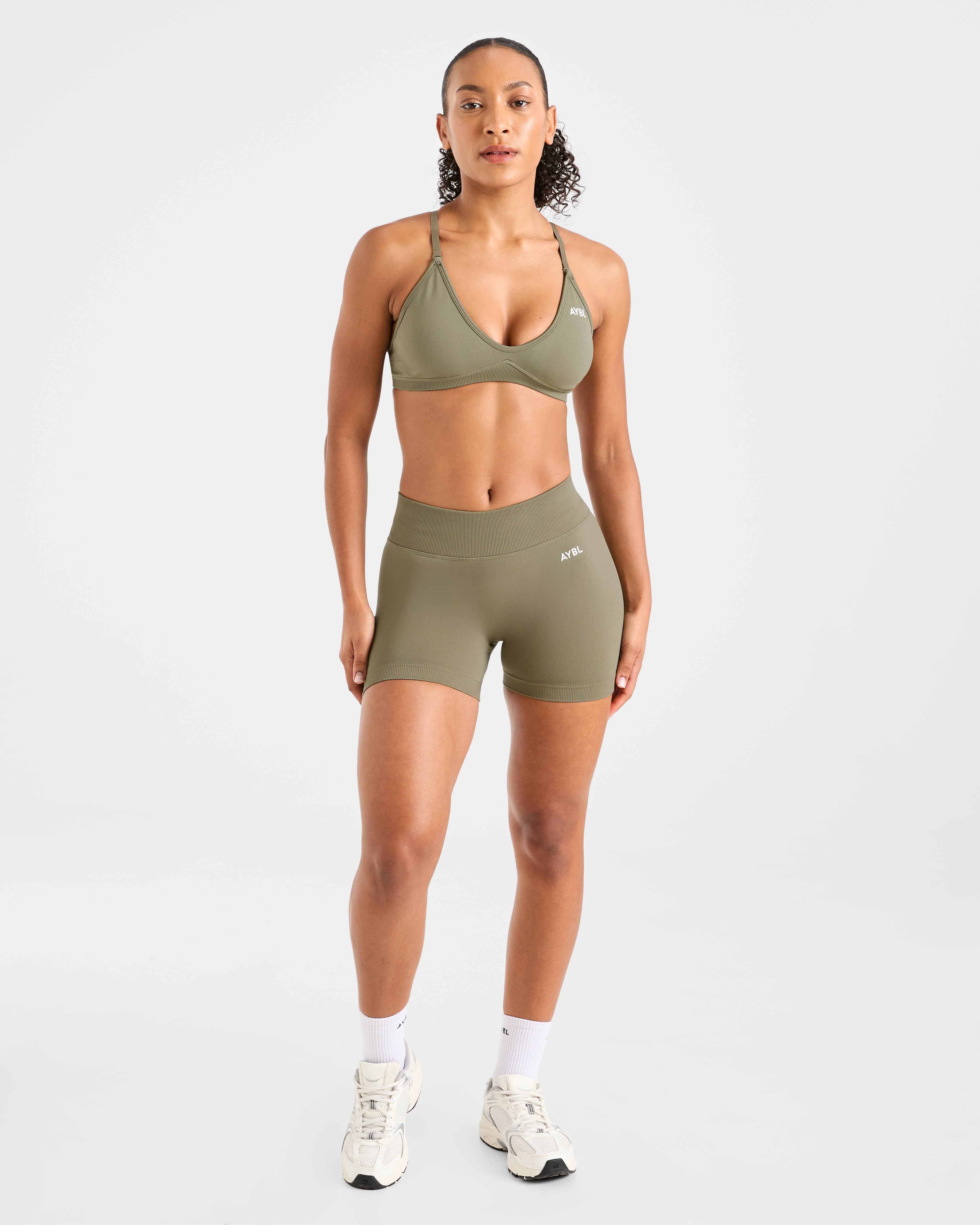 Adapt Seamless Strappy Sports Bra - Muted Olive - Image 3