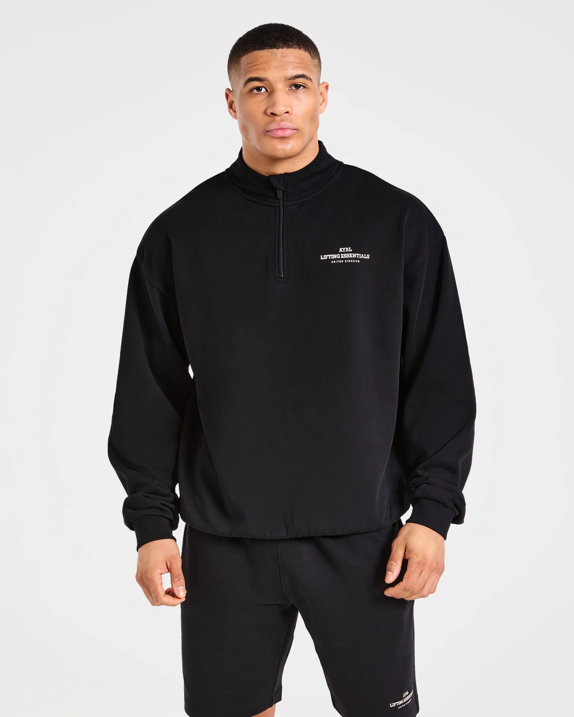 Apex Lifting Essentials 1/4 Zip Pullover - Black/Cream - Image 2