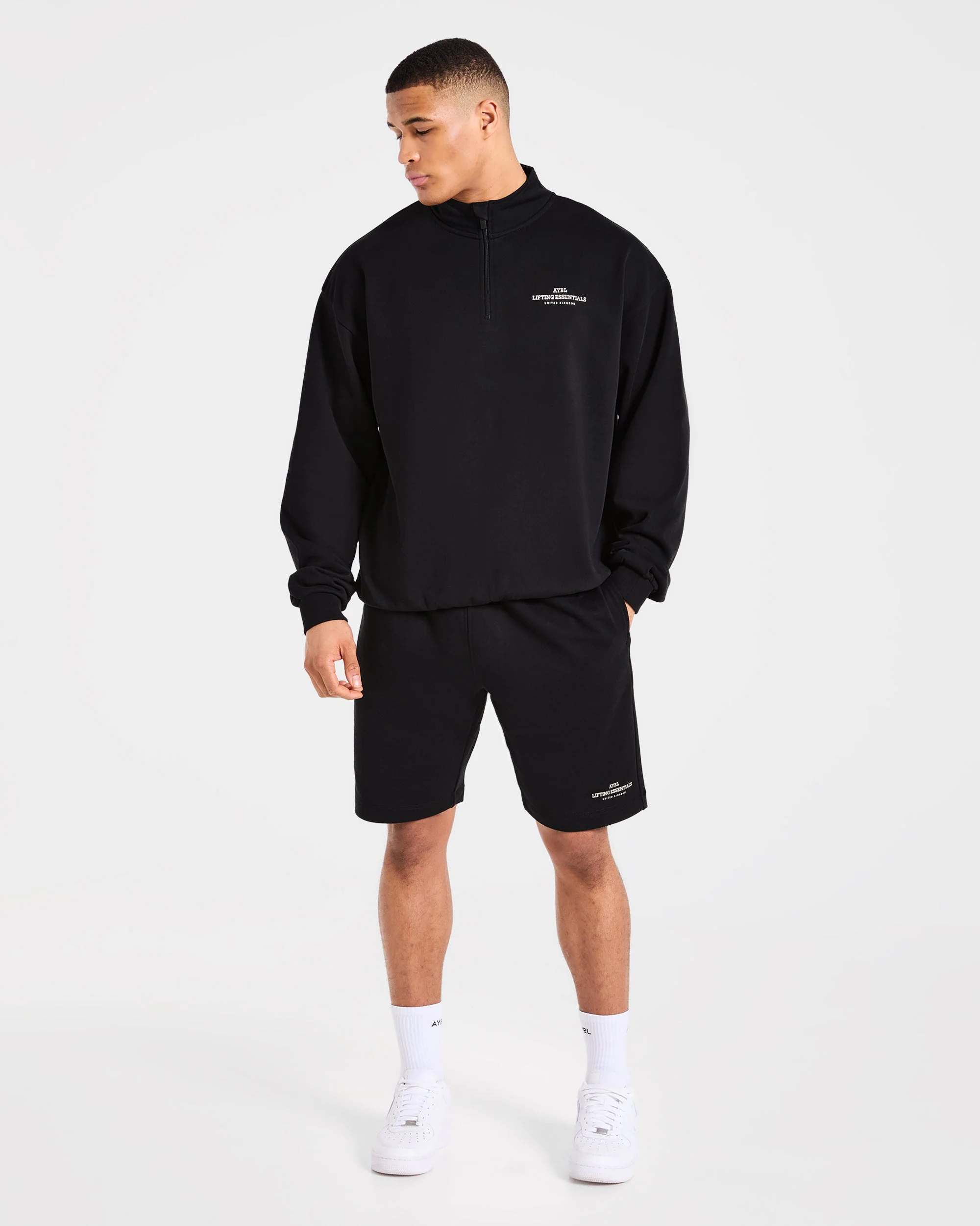 Apex Lifting Essentials 1/4 Zip Pullover - Black/Cream - Image 4