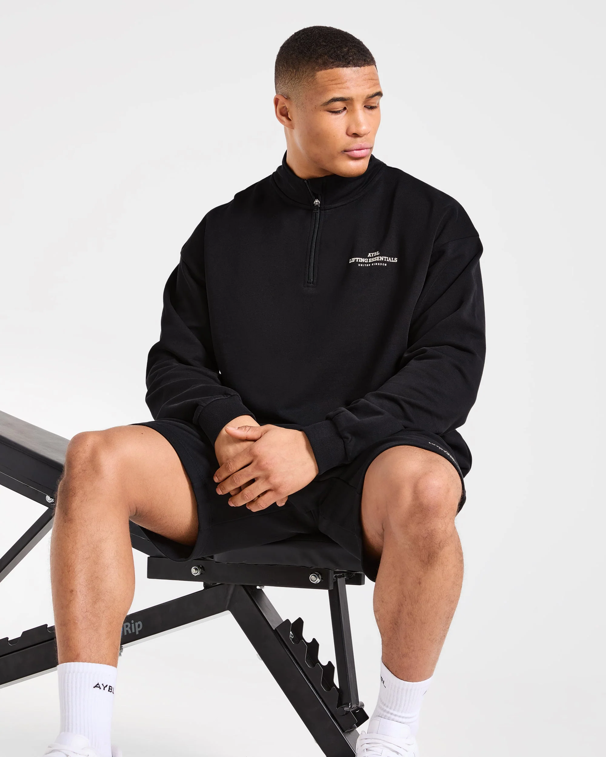 Apex Lifting Essentials 1/4 Zip Pullover - Black/Cream - Image 8