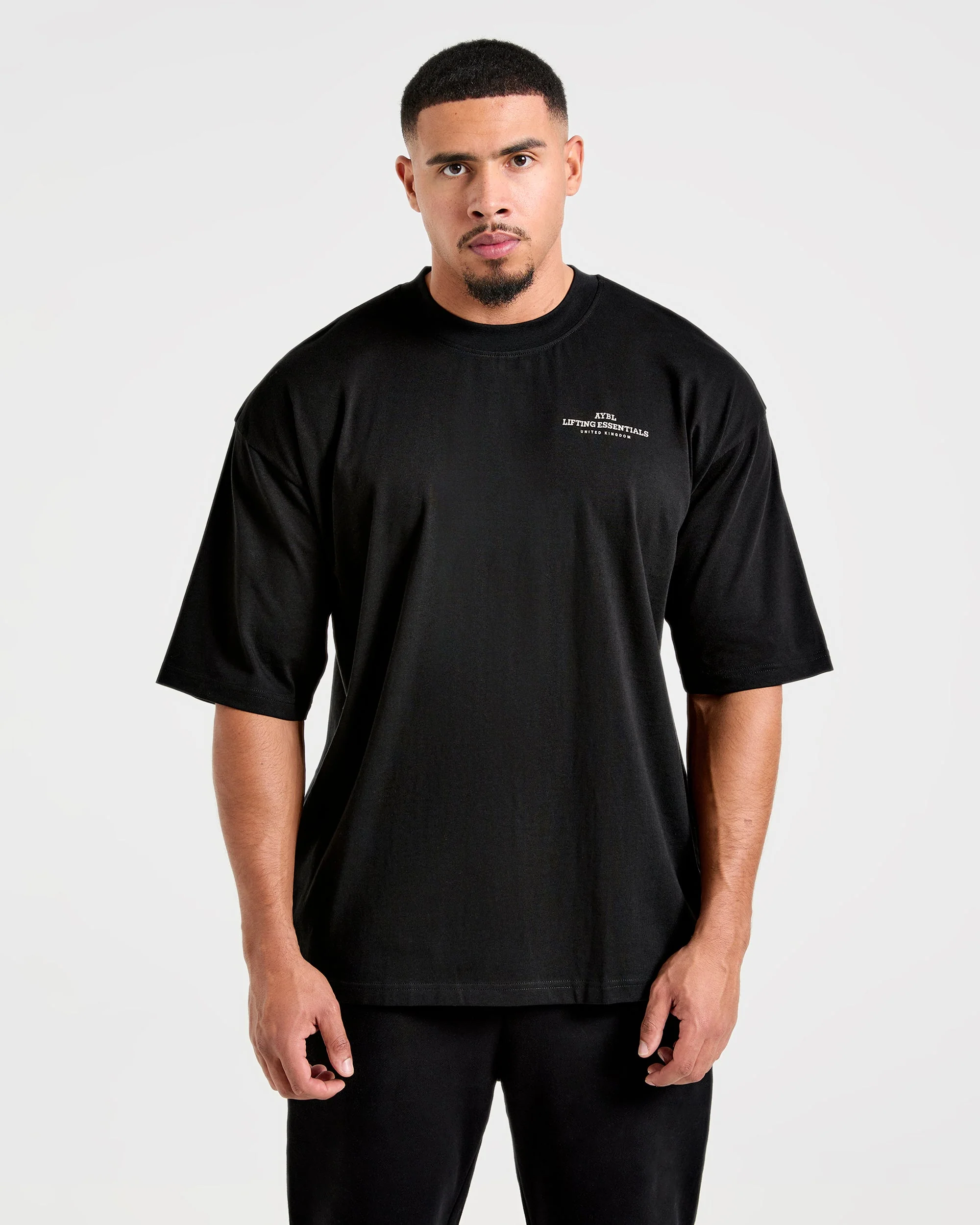 Apex Lifting Essentials Oversized T Shirt - Black/Cream - Image 2
