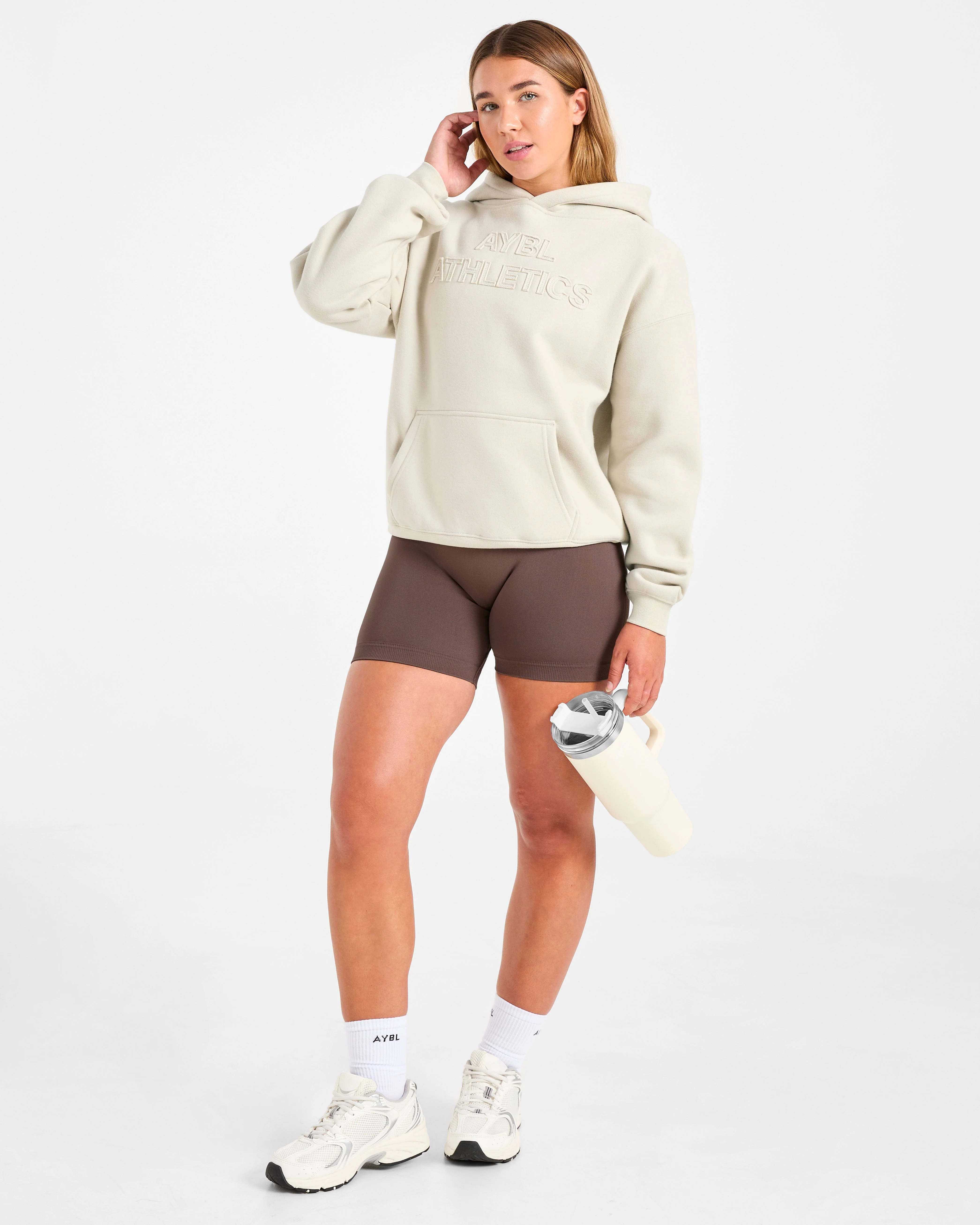 Athletics Applique Oversized Hoodie - Sand - Image 7
