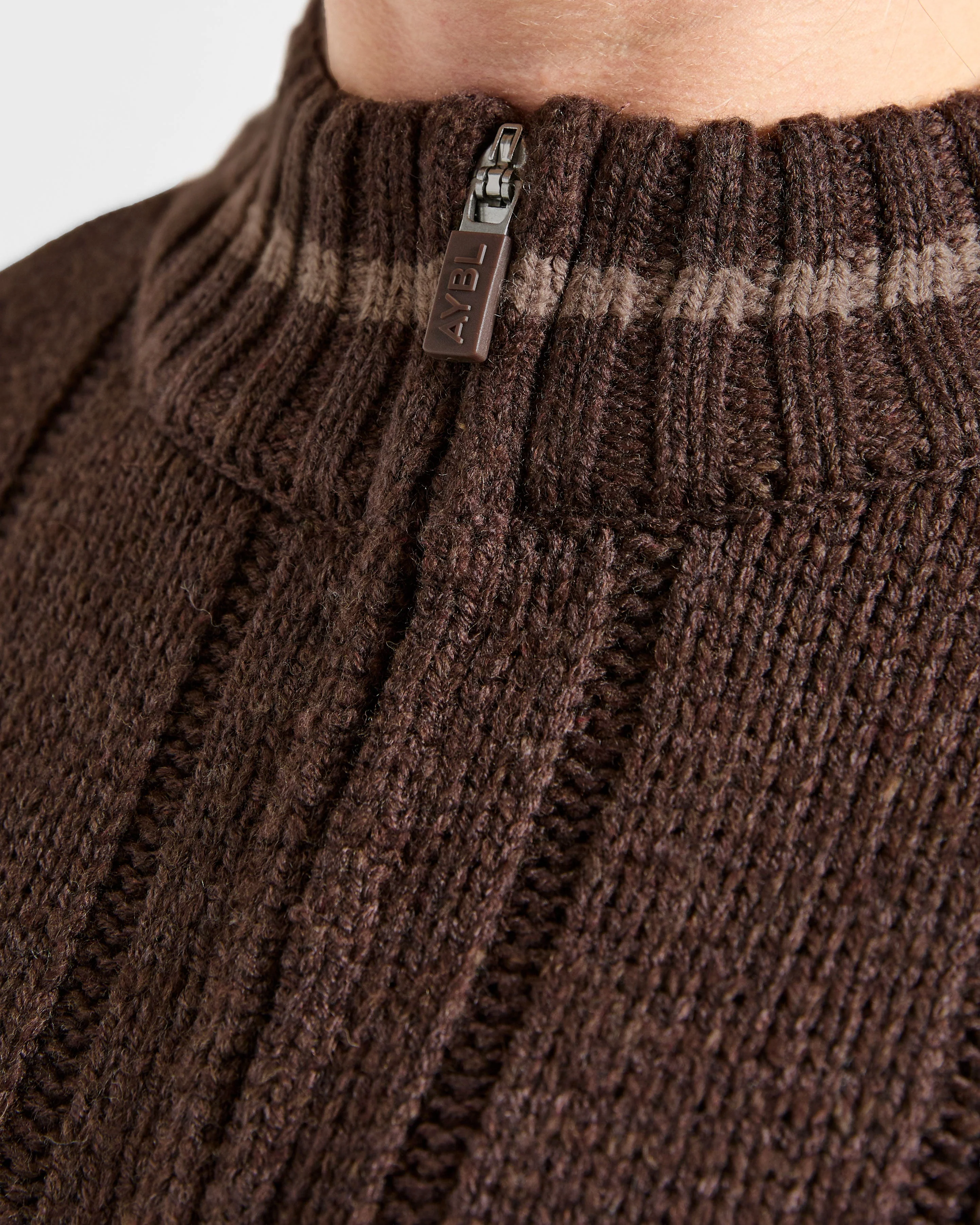 Athletics Oversized Knitted 1/4 Zip - Brown - Image 6