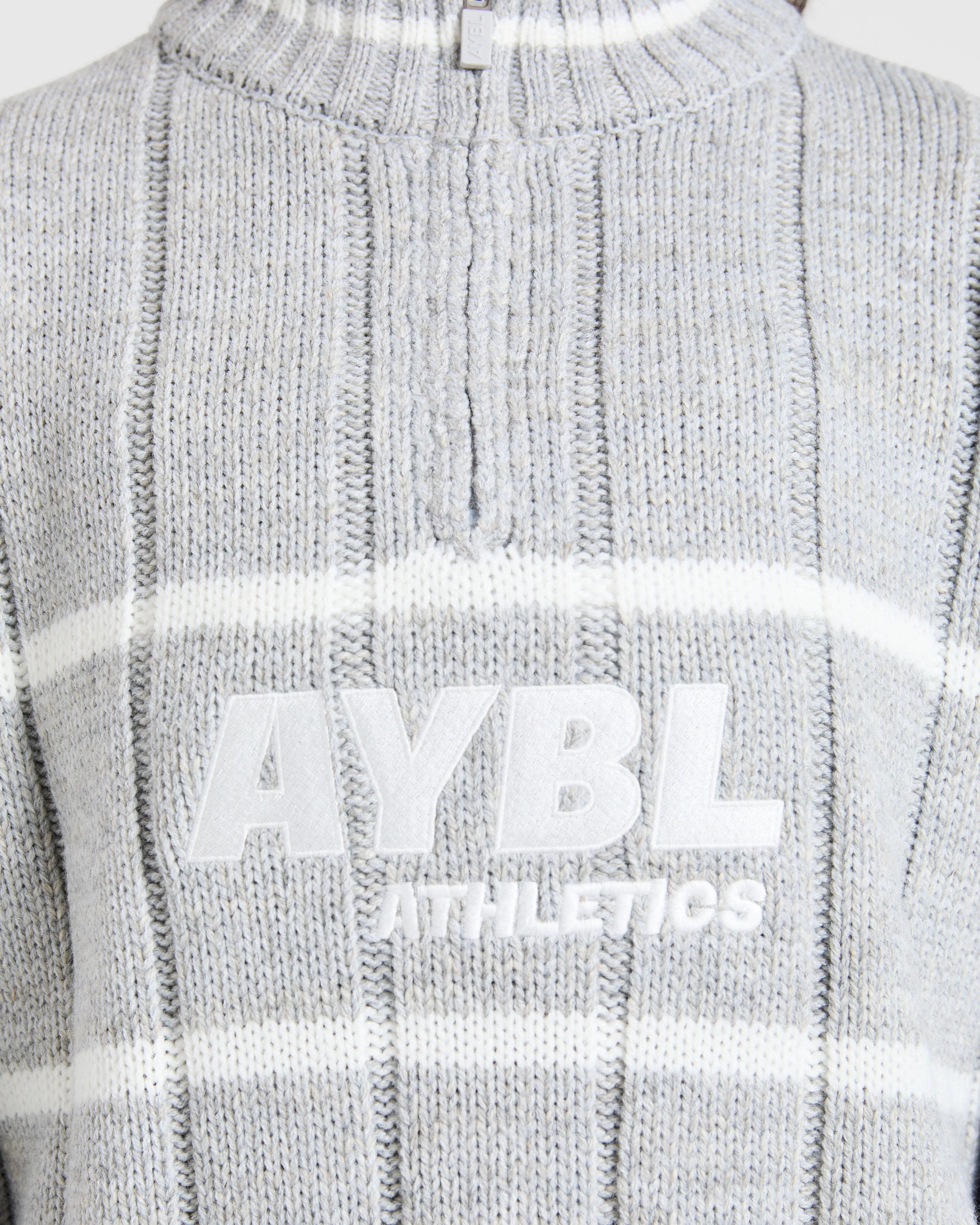 Athletics Oversized Knitted 1/4 Zip - Grey Marl - Image 6