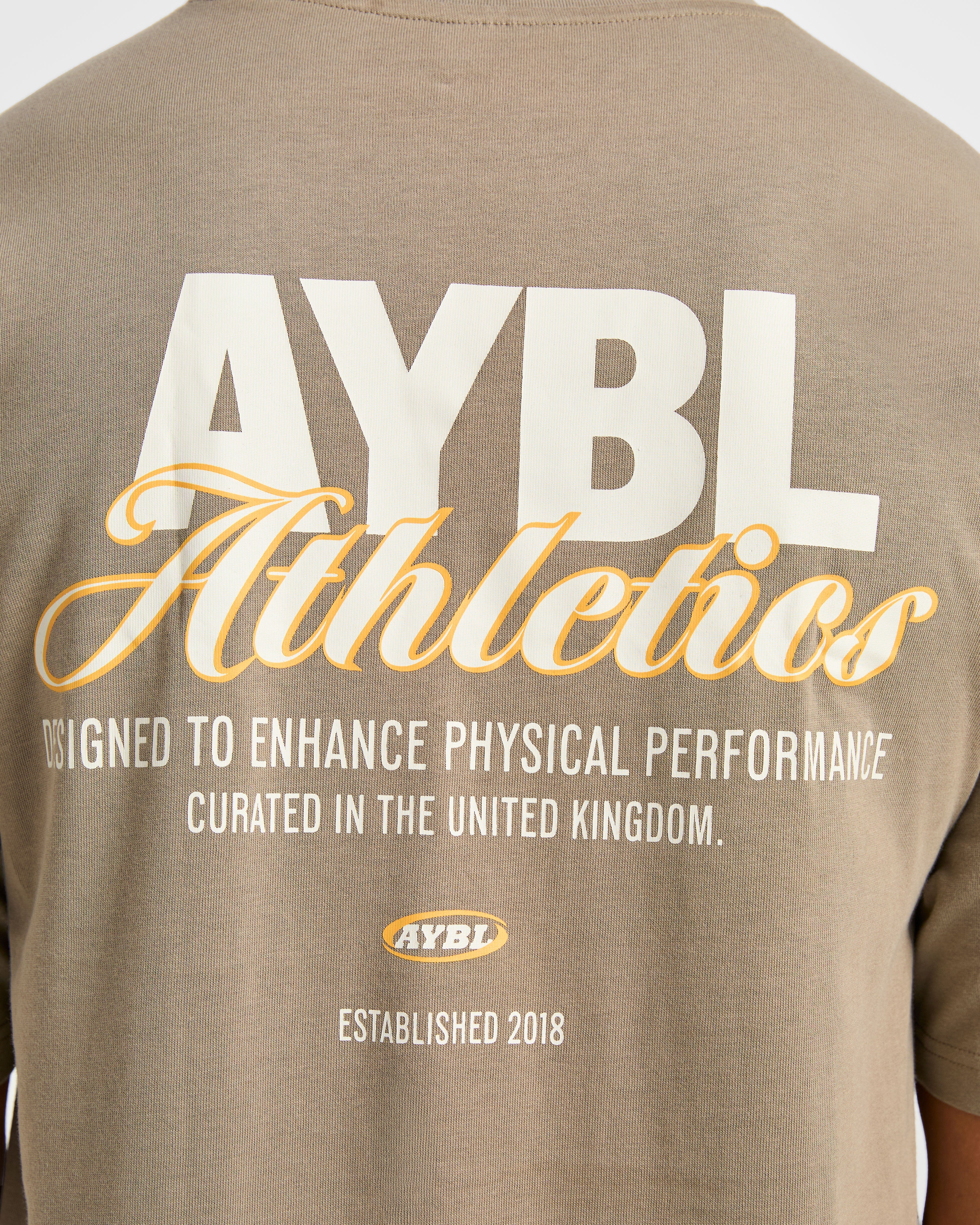 Athletics Script Oversized T Shirt - Olive Sand - Image 6