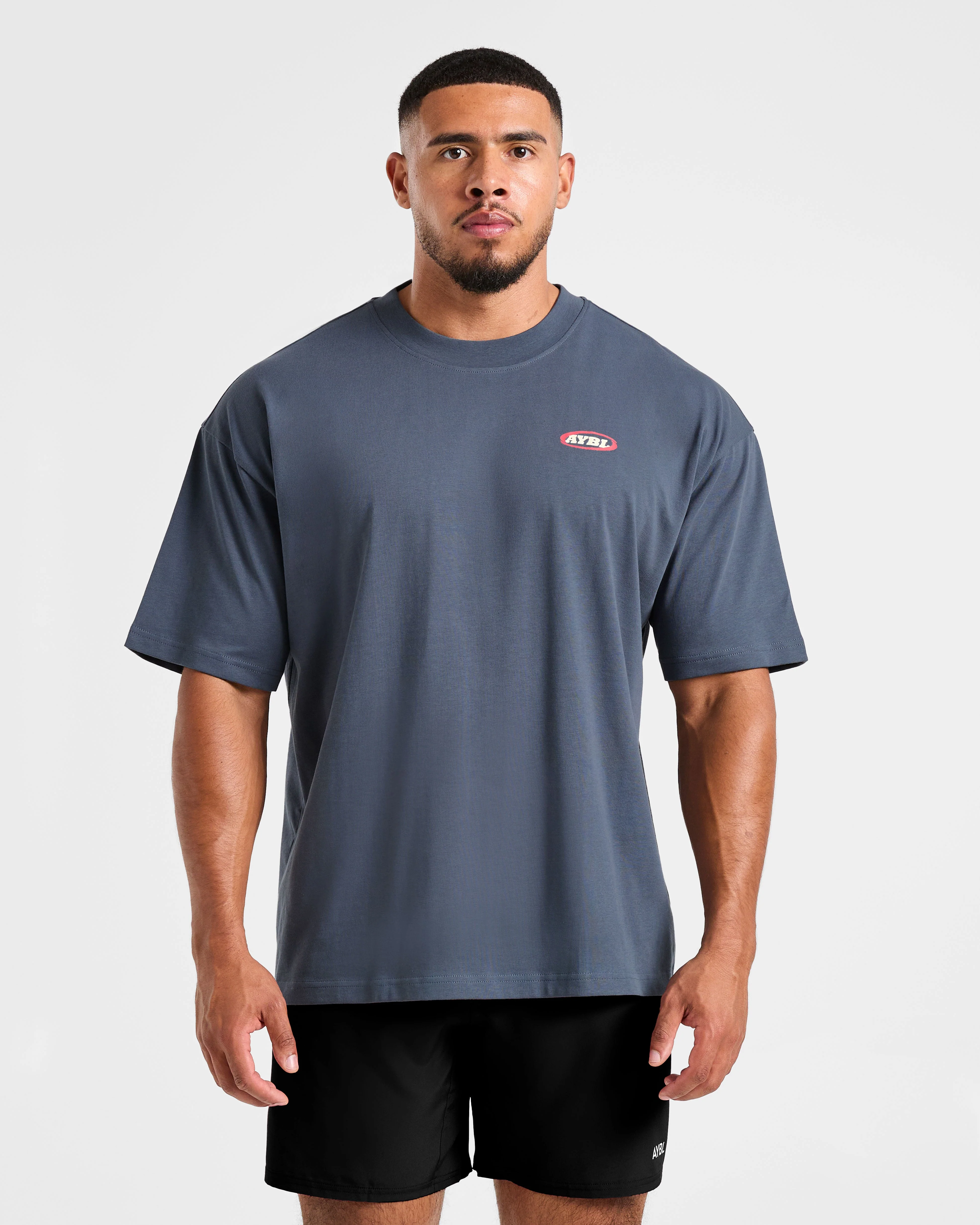 Athletics Script Oversized T Shirt - Vintage Blue - Image 2