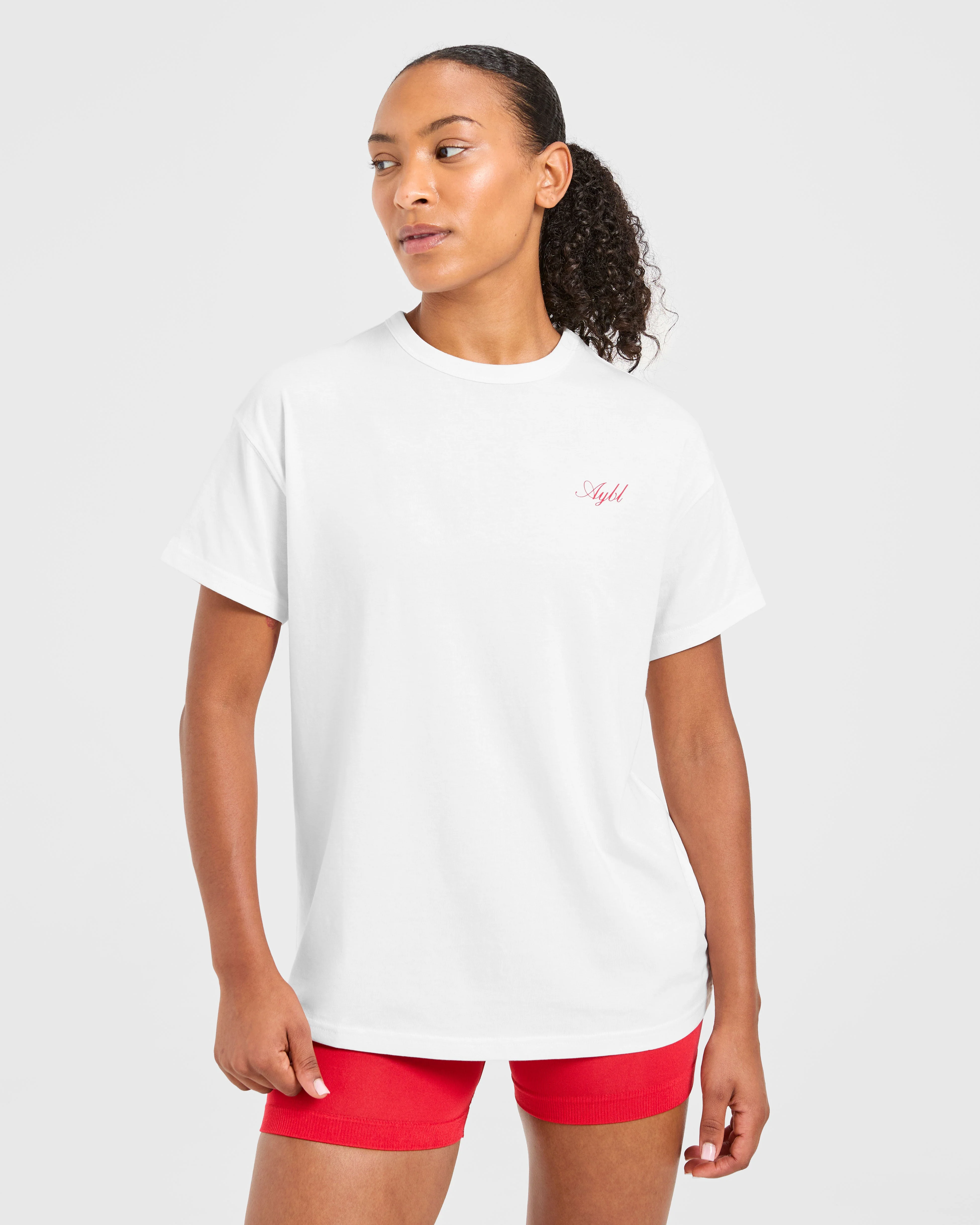 Athletics Sport Dept Oversized T Shirt - White/Red - Image 2
