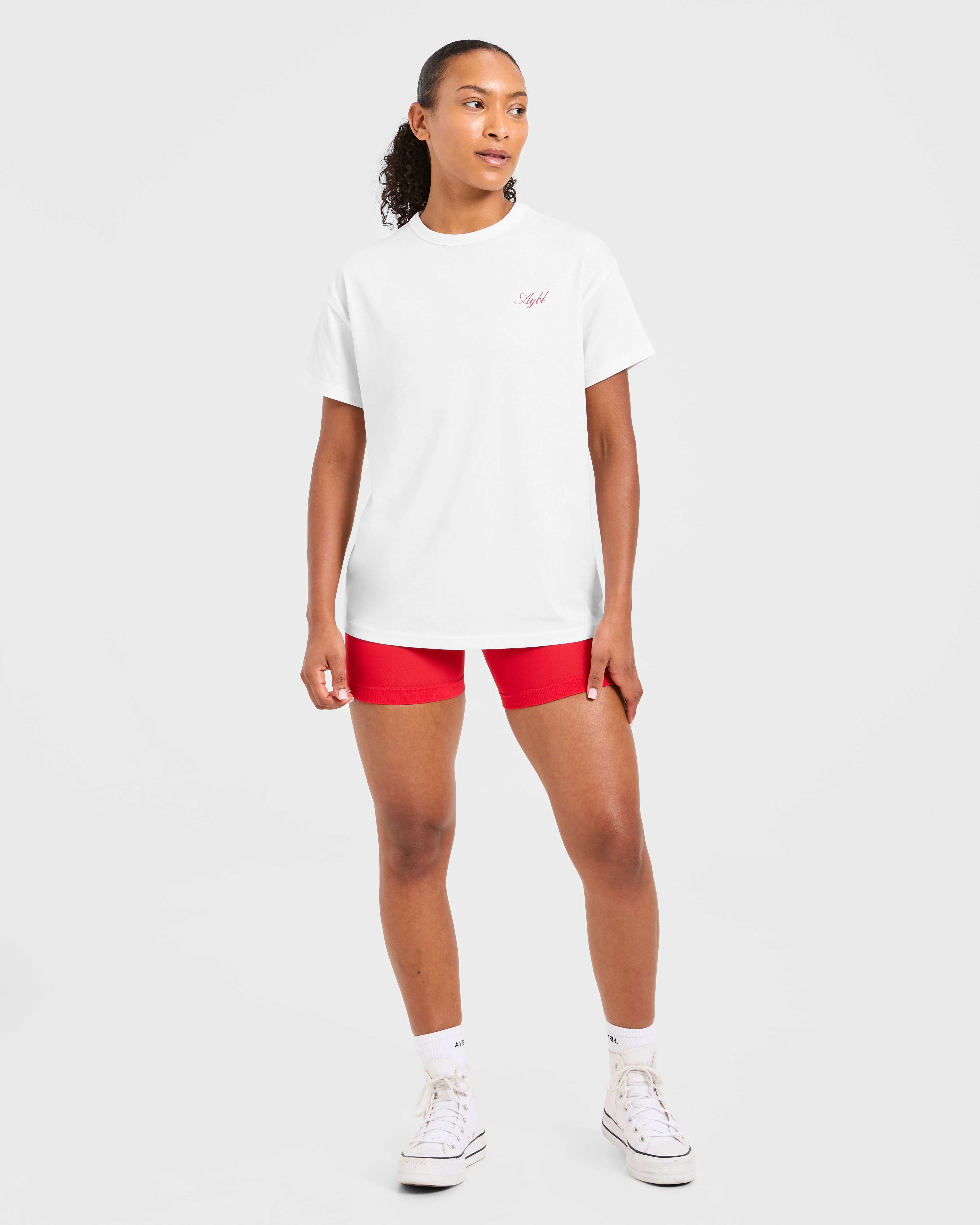 Athletics Sport Dept Oversized T Shirt - White/Red - Image 3
