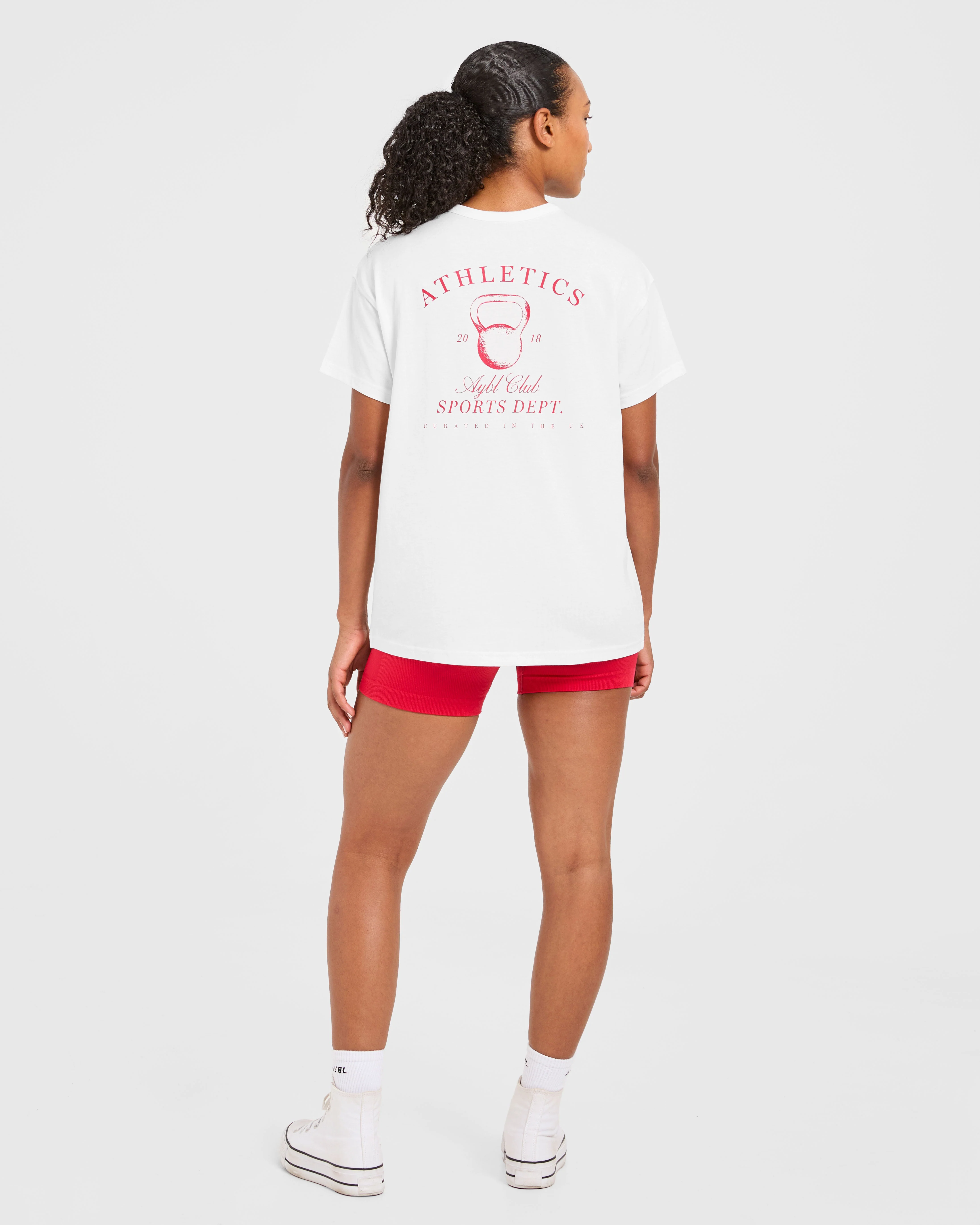 Athletics Sport Dept Oversized T Shirt - White/Red - Image 4