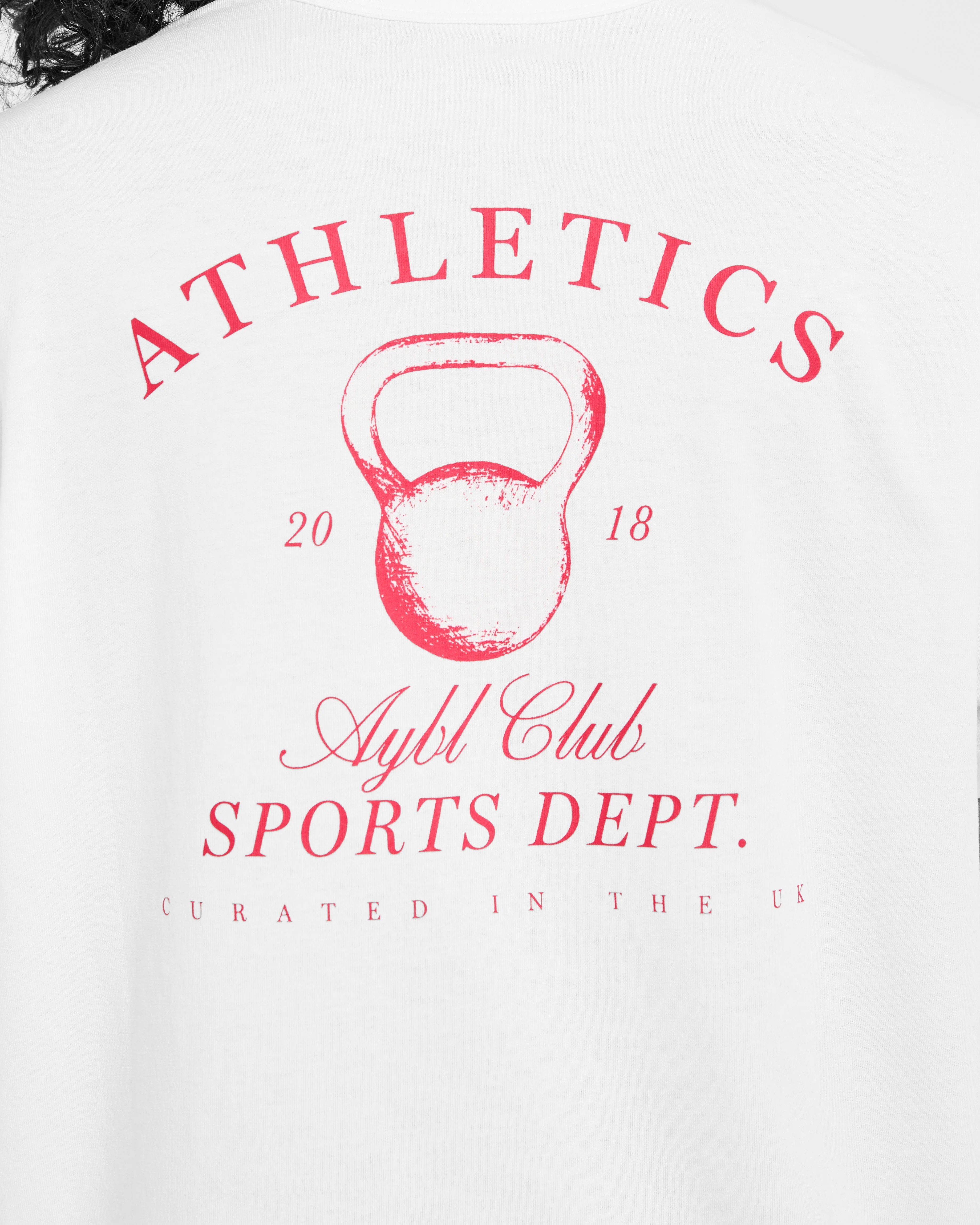 Athletics Sport Dept Oversized T Shirt - White/Red - Image 6