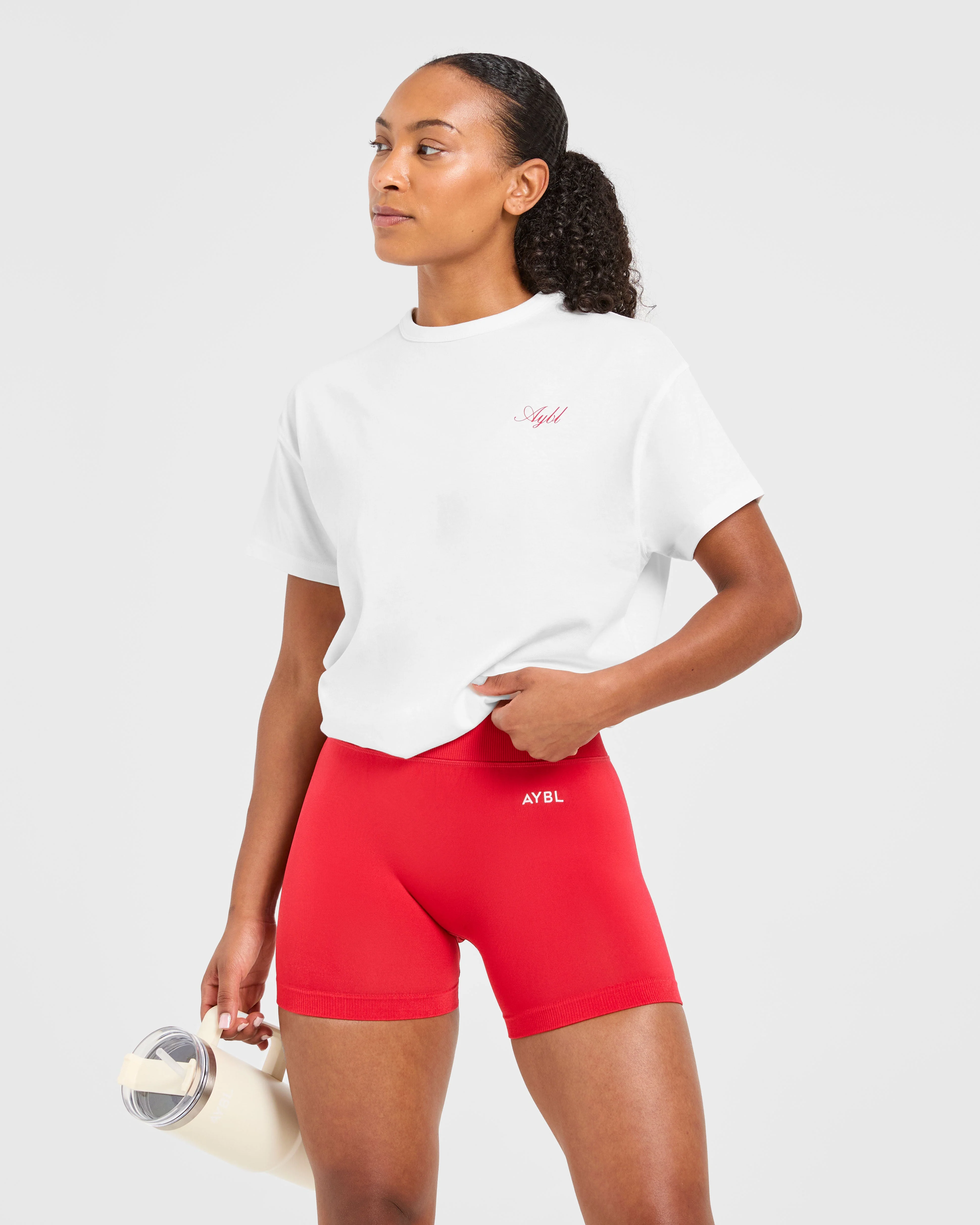 Athletics Sport Dept Oversized T Shirt - White/Red - Image 7