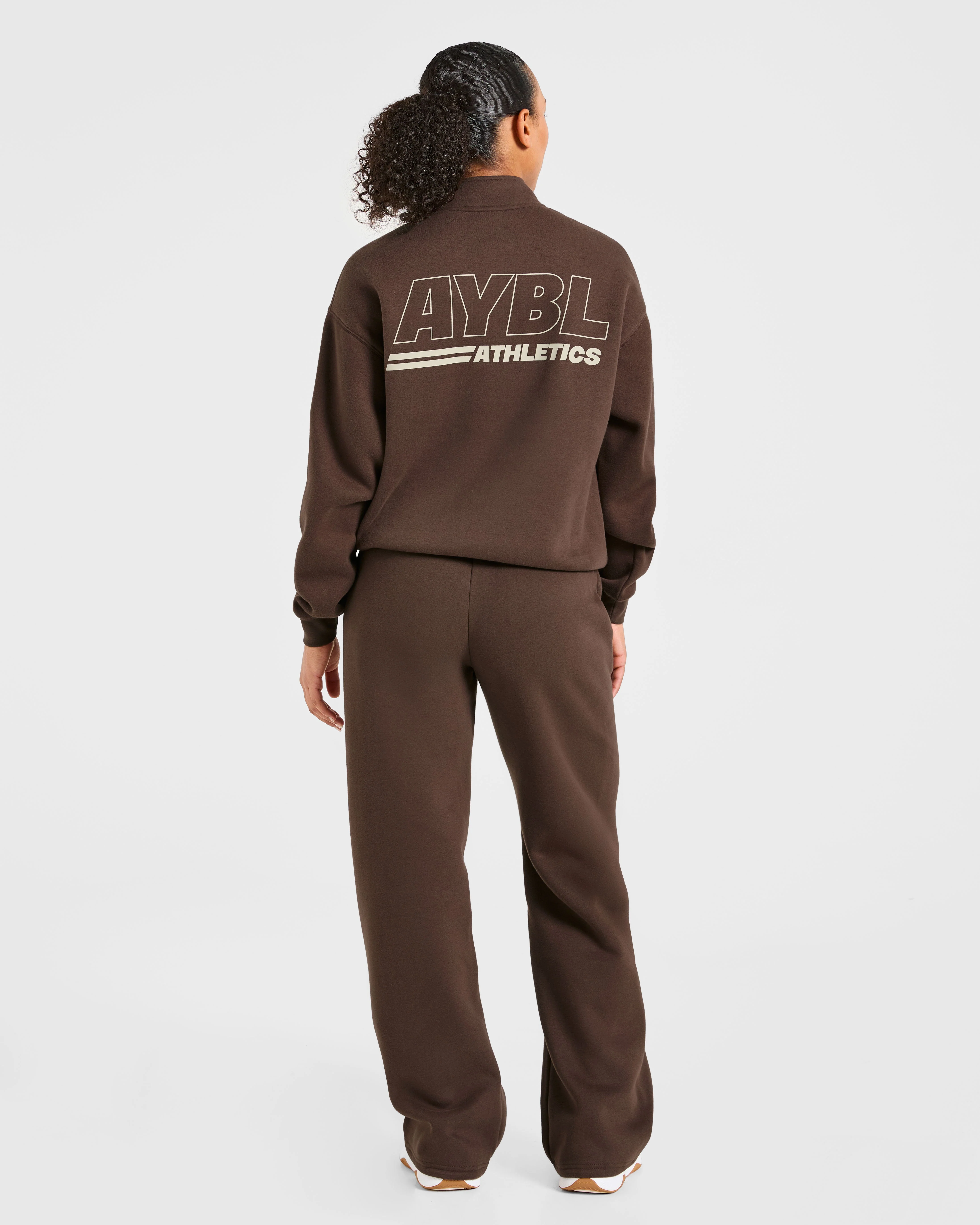 Athletics Track Oversized 1/4 Zip Pullover - Brown/Sand - Image 4