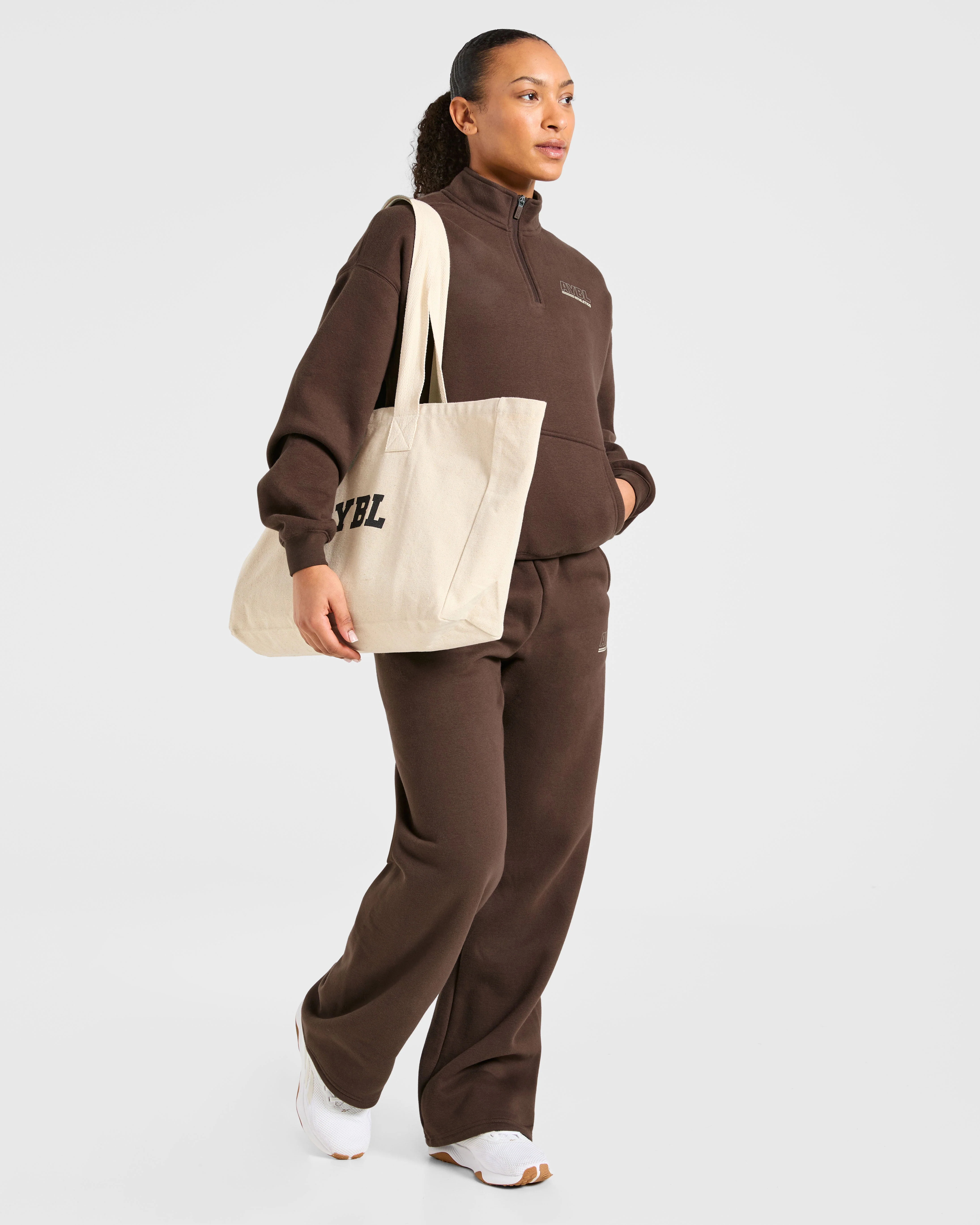 Athletics Track Oversized 1/4 Zip Pullover - Brown/Sand - Image 7