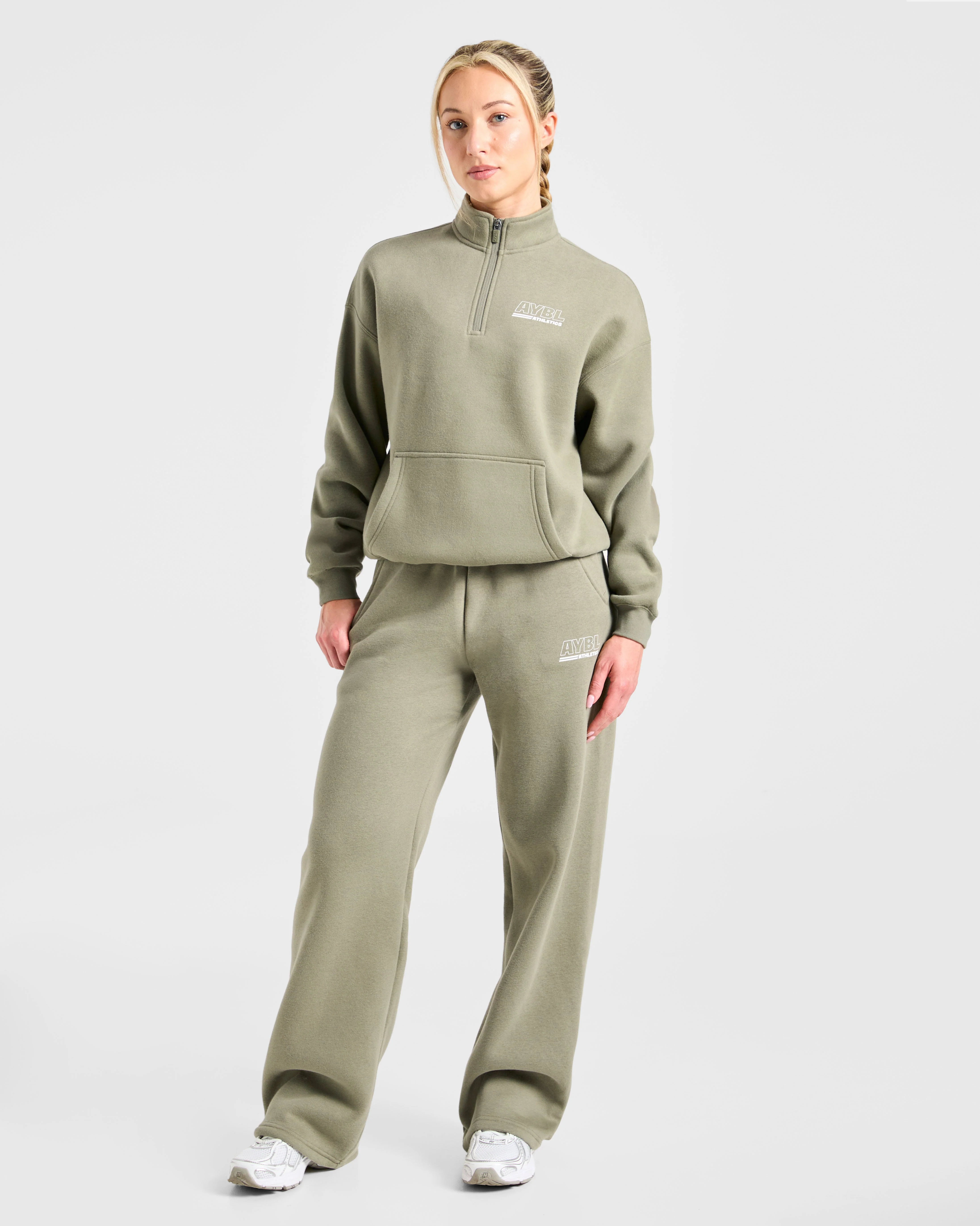 Athletics Track Oversized 1/4 Zip Pullover - Muted Olive - Image 3
