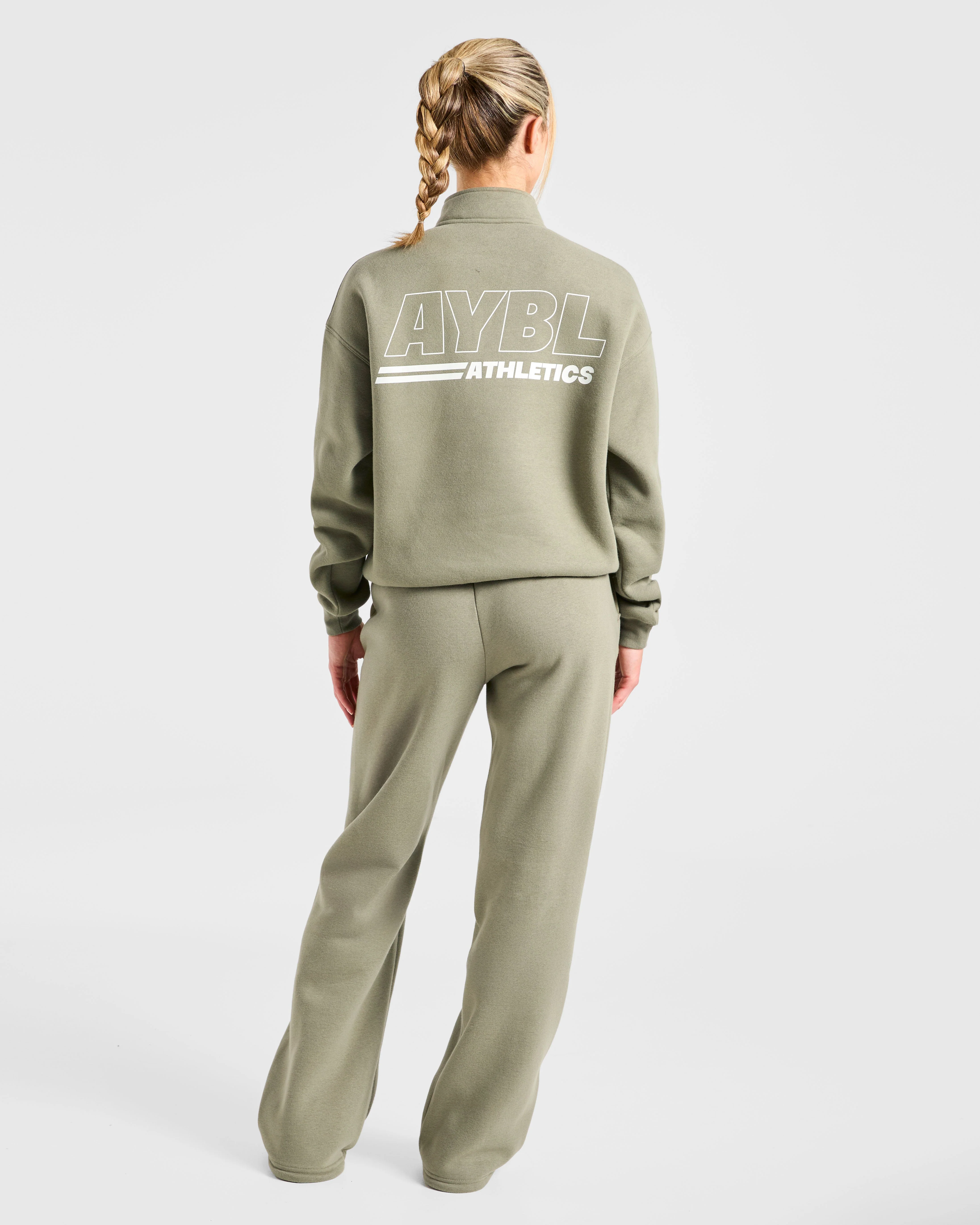 Athletics Track Oversized 1/4 Zip Pullover - Muted Olive - Image 4