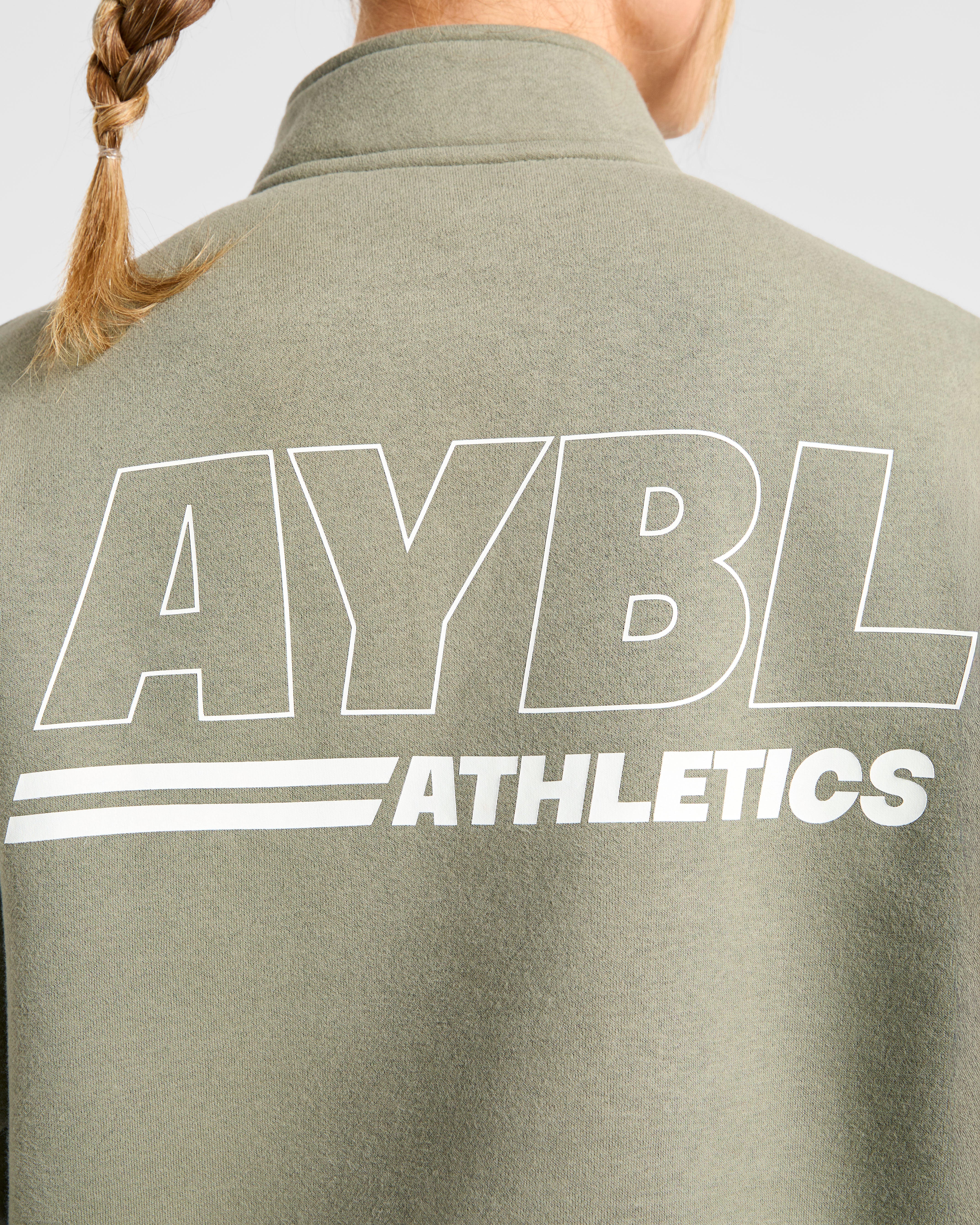 Athletics Track Oversized 1/4 Zip Pullover - Muted Olive - Image 6