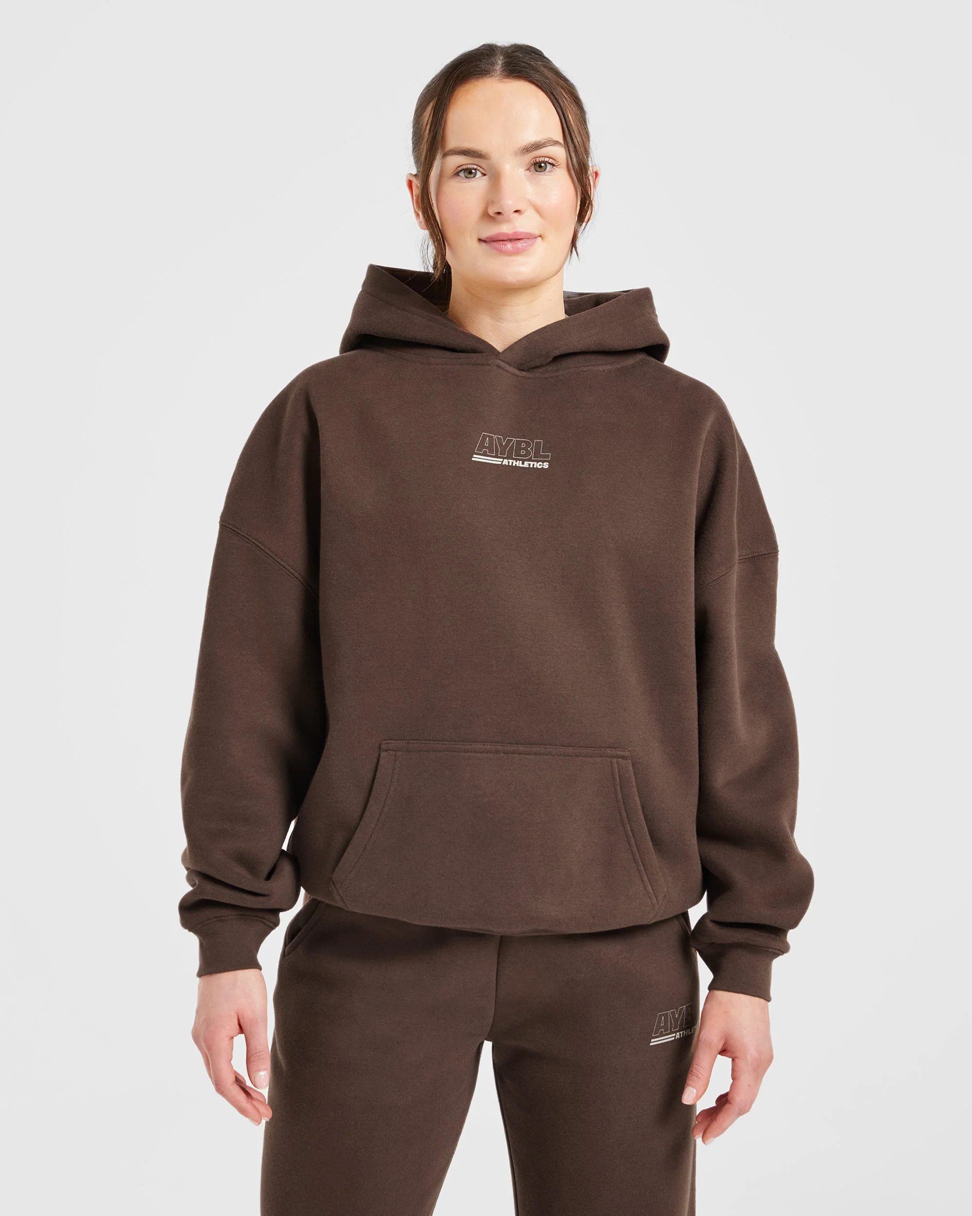 Athletics Track Oversized Hoodie - Brown/Sand - Image 2