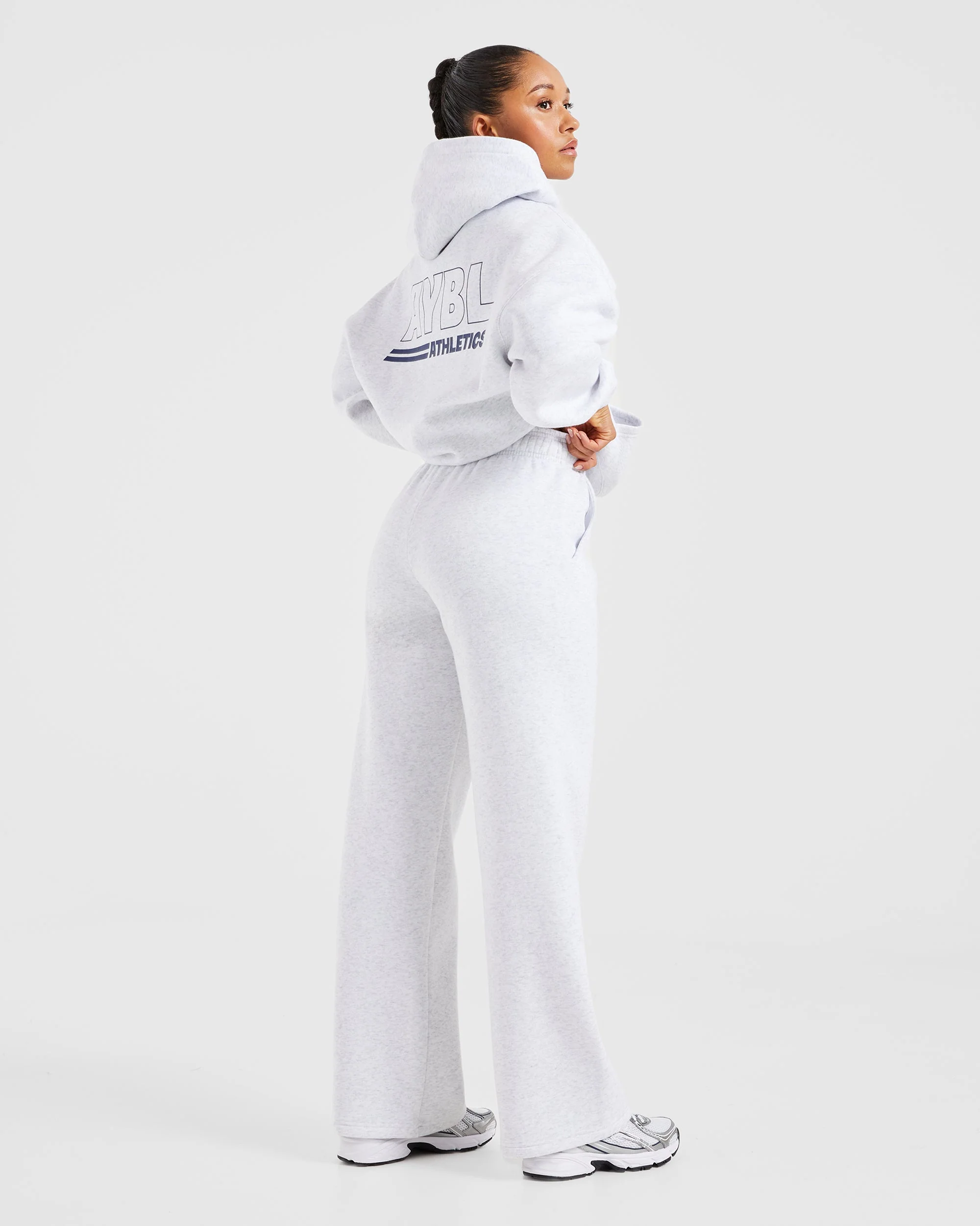 Athletics Track Oversized Hoodie - Heather Grey/Navy - Image 7