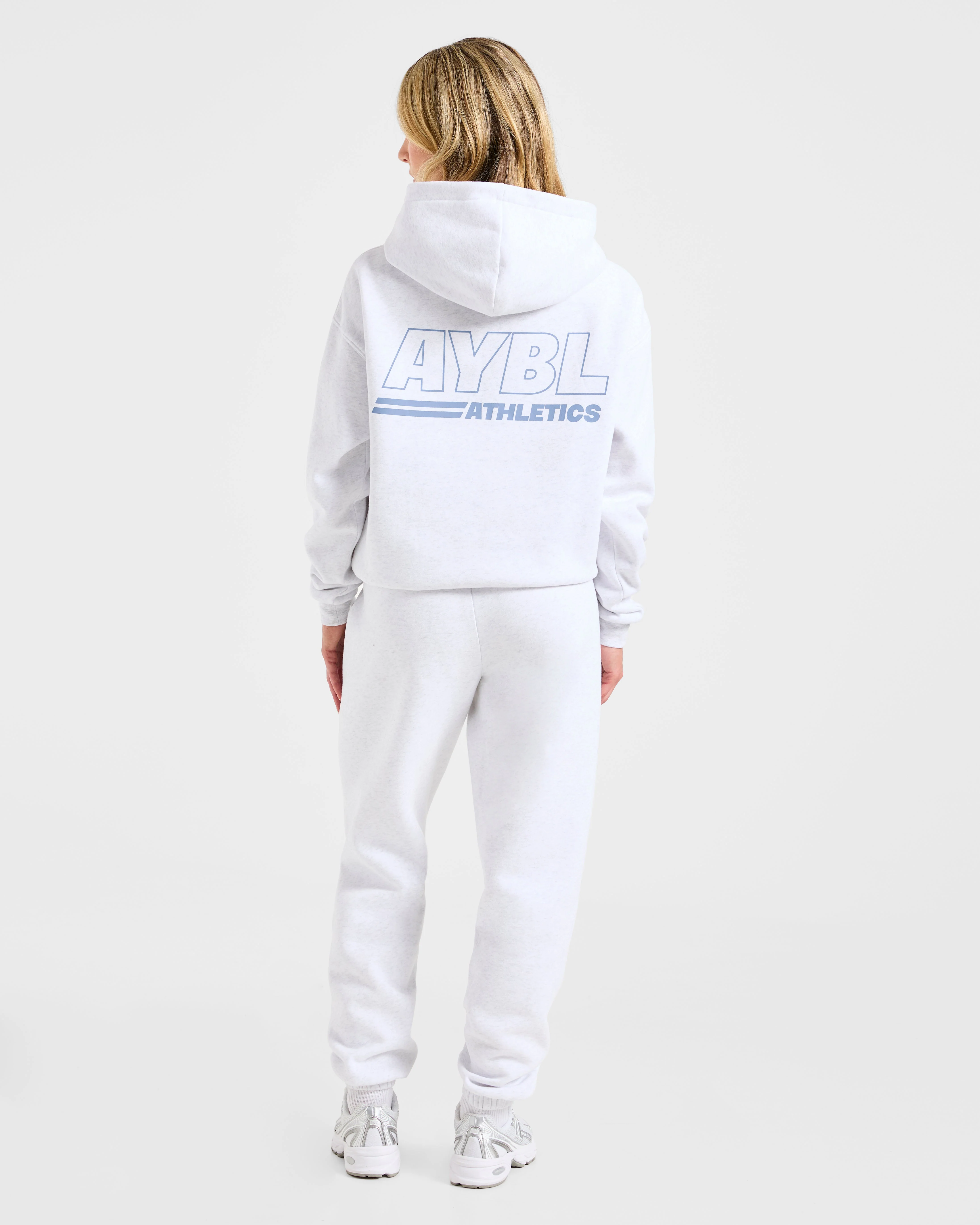 Athletics Track Oversized Hoodie - Heather Grey/Slate Blue - Image 4