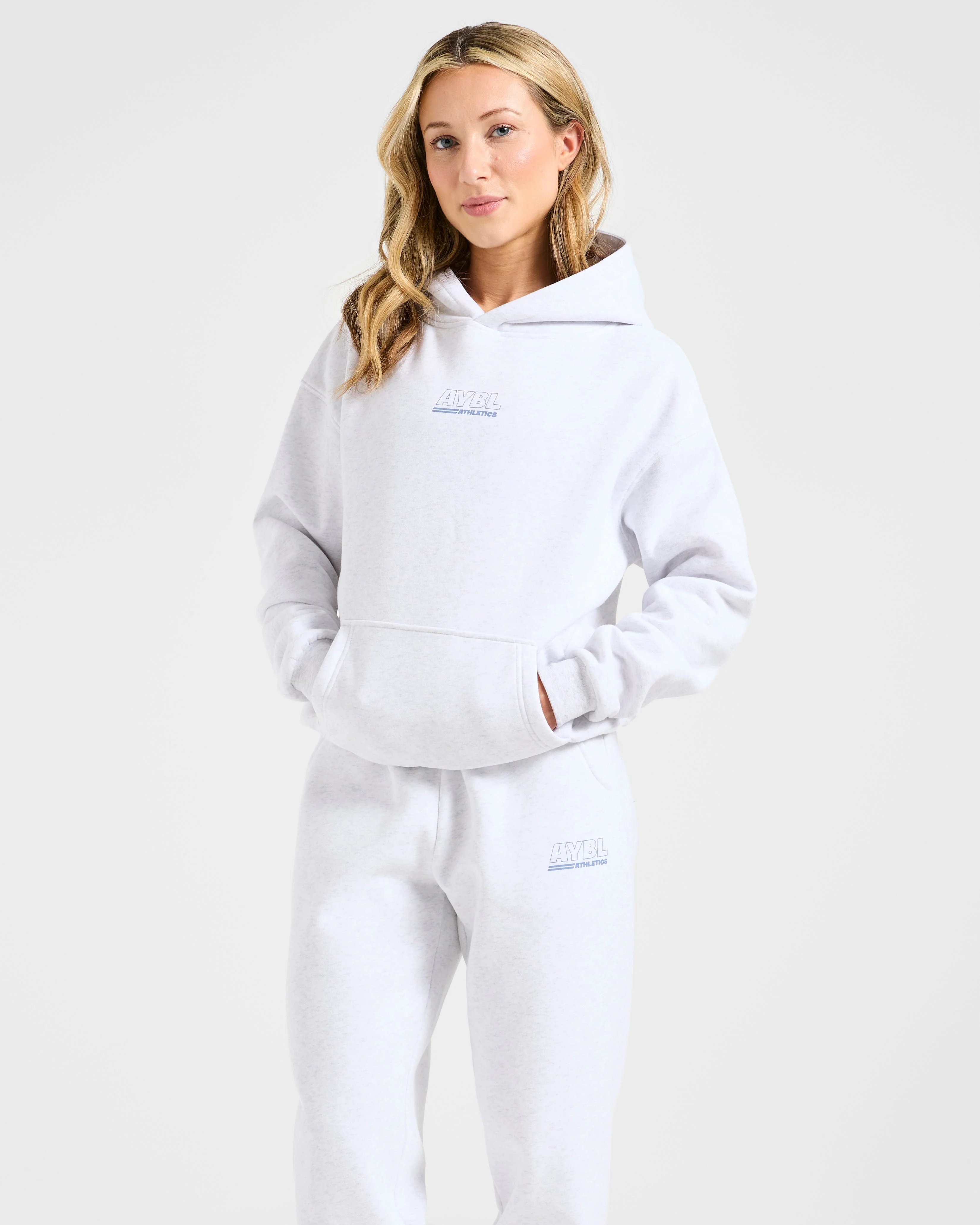Athletics Track Oversized Hoodie - Heather Grey/Slate Blue - Image 7