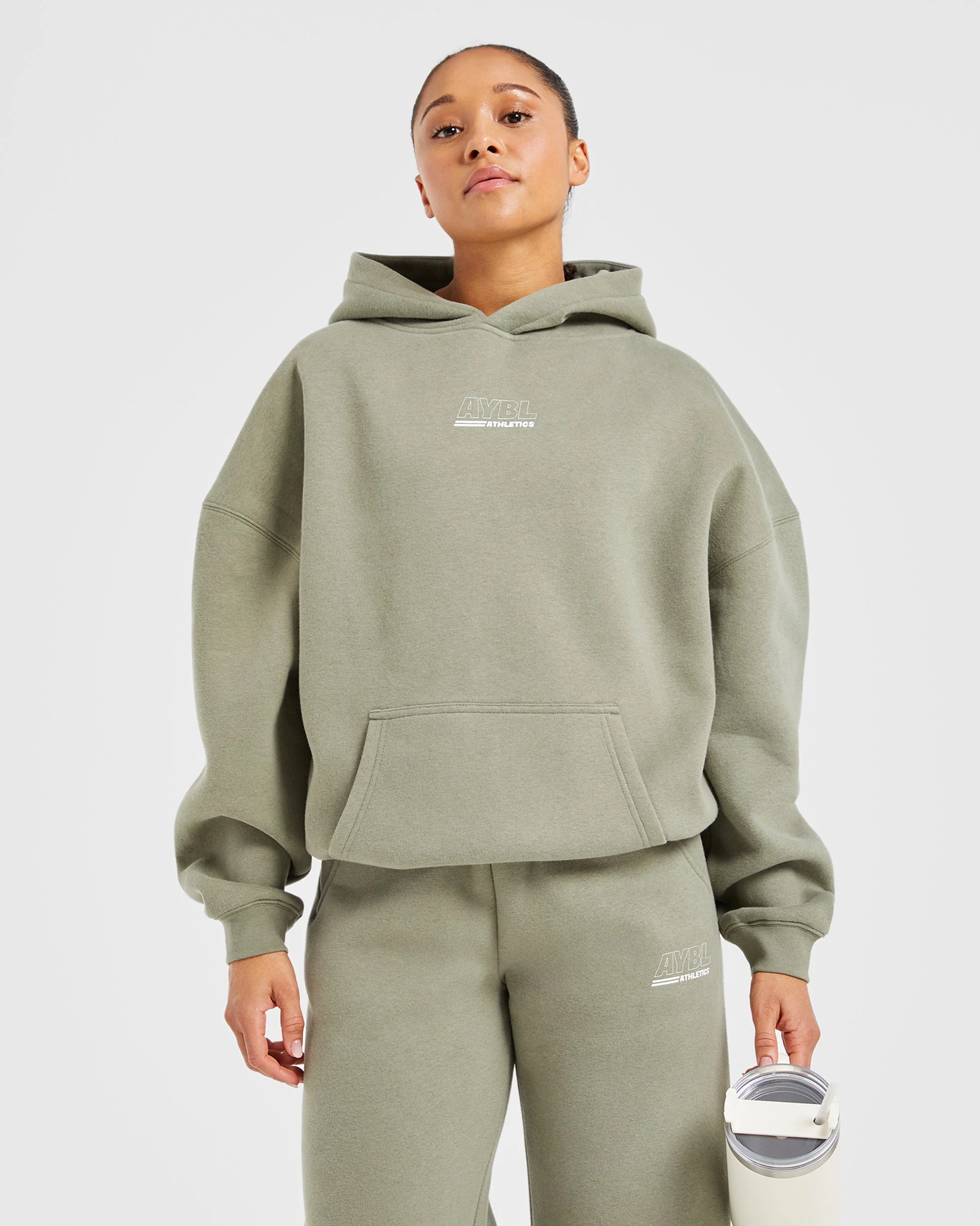 Athletics Track Oversized Hoodie - Muted Olive - Image 7