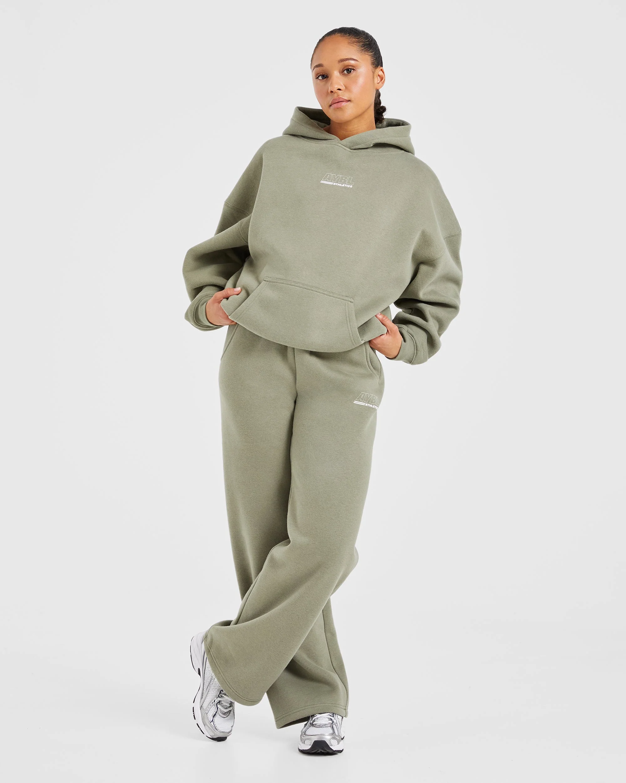 Athletics Track Oversized Hoodie - Muted Olive - Image 8