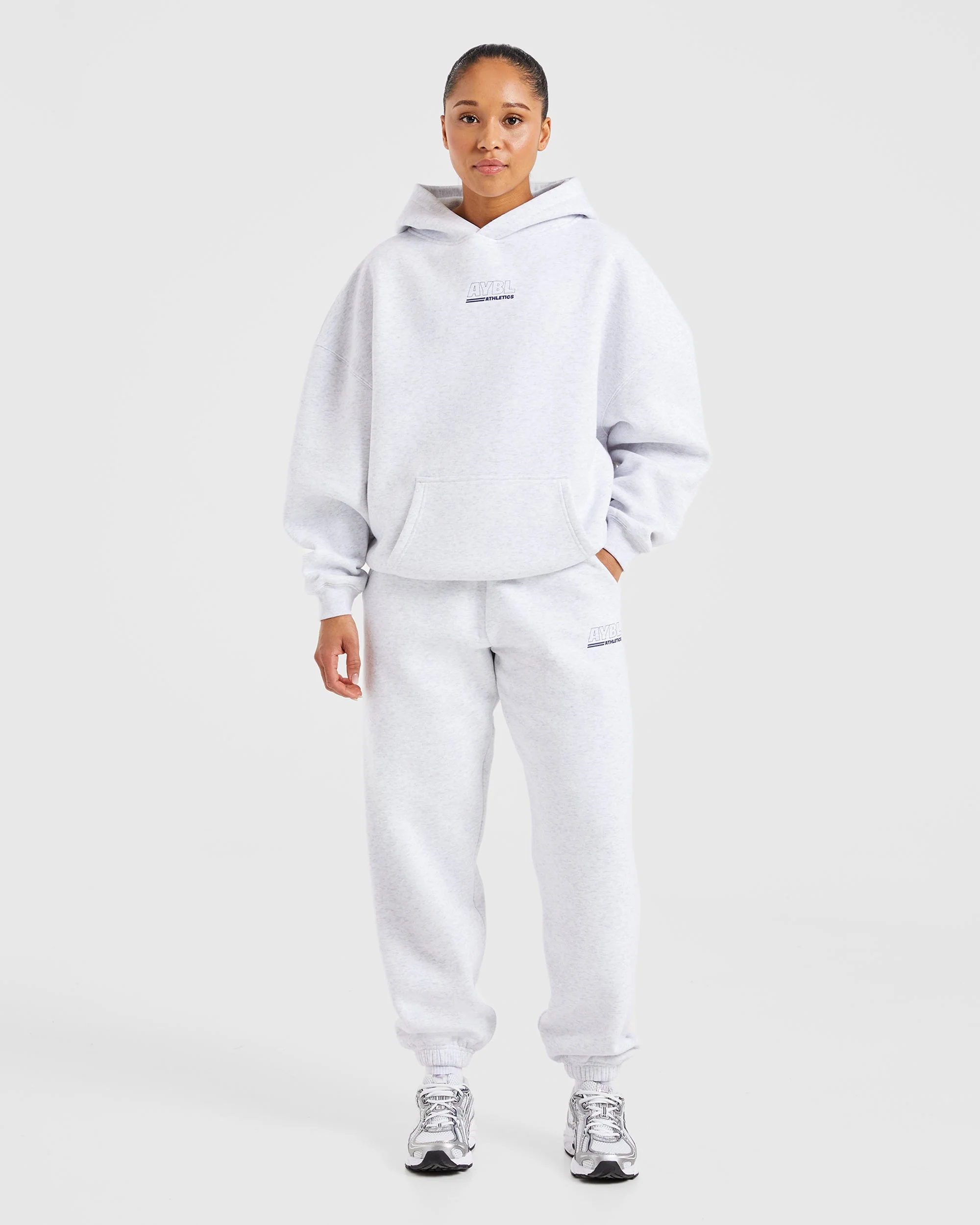 Athletics Track Oversized Joggers - Heather Grey/Navy - Image 3