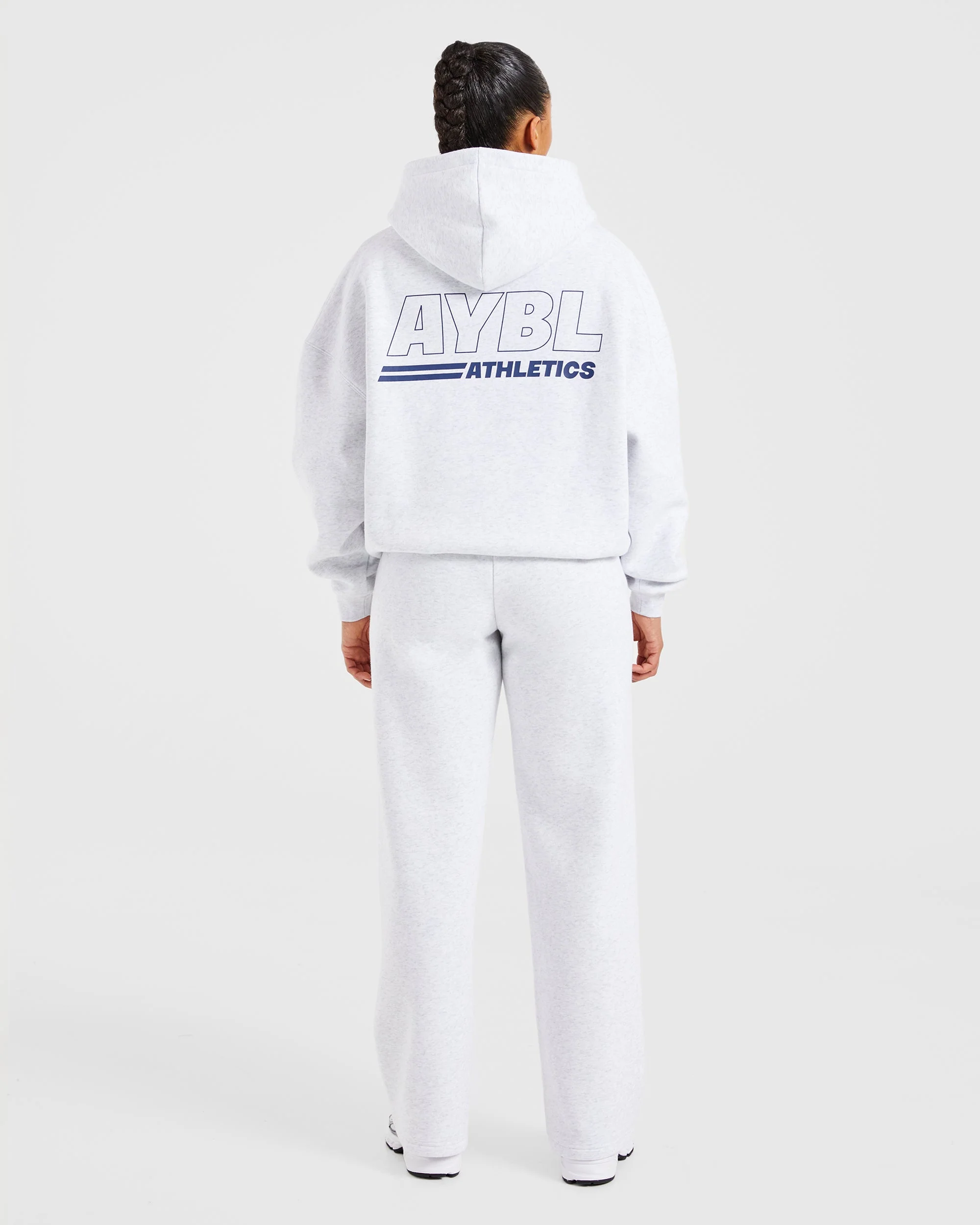 Athletics Track Oversized Straight Leg Joggers - Heather Grey/Navy - Image 4