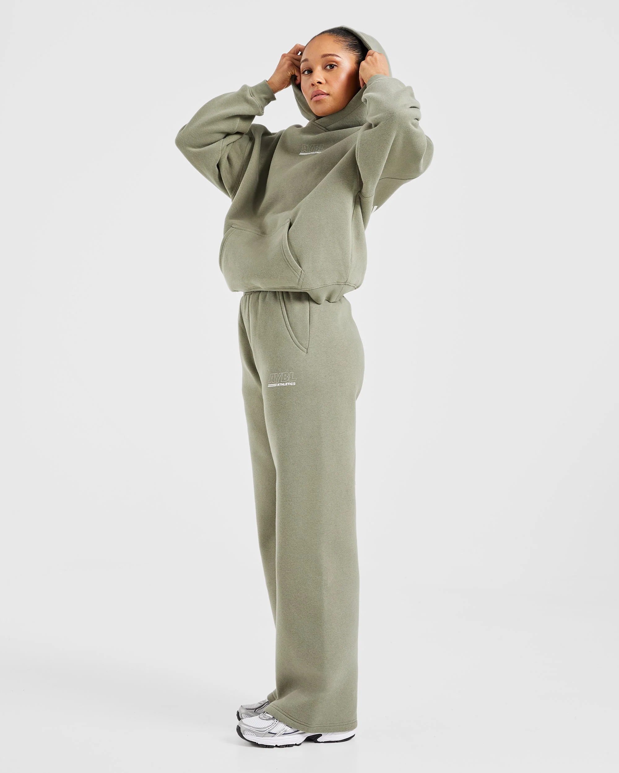 Athletics Track Oversized Straight Leg Joggers - Muted Olive - Image 8