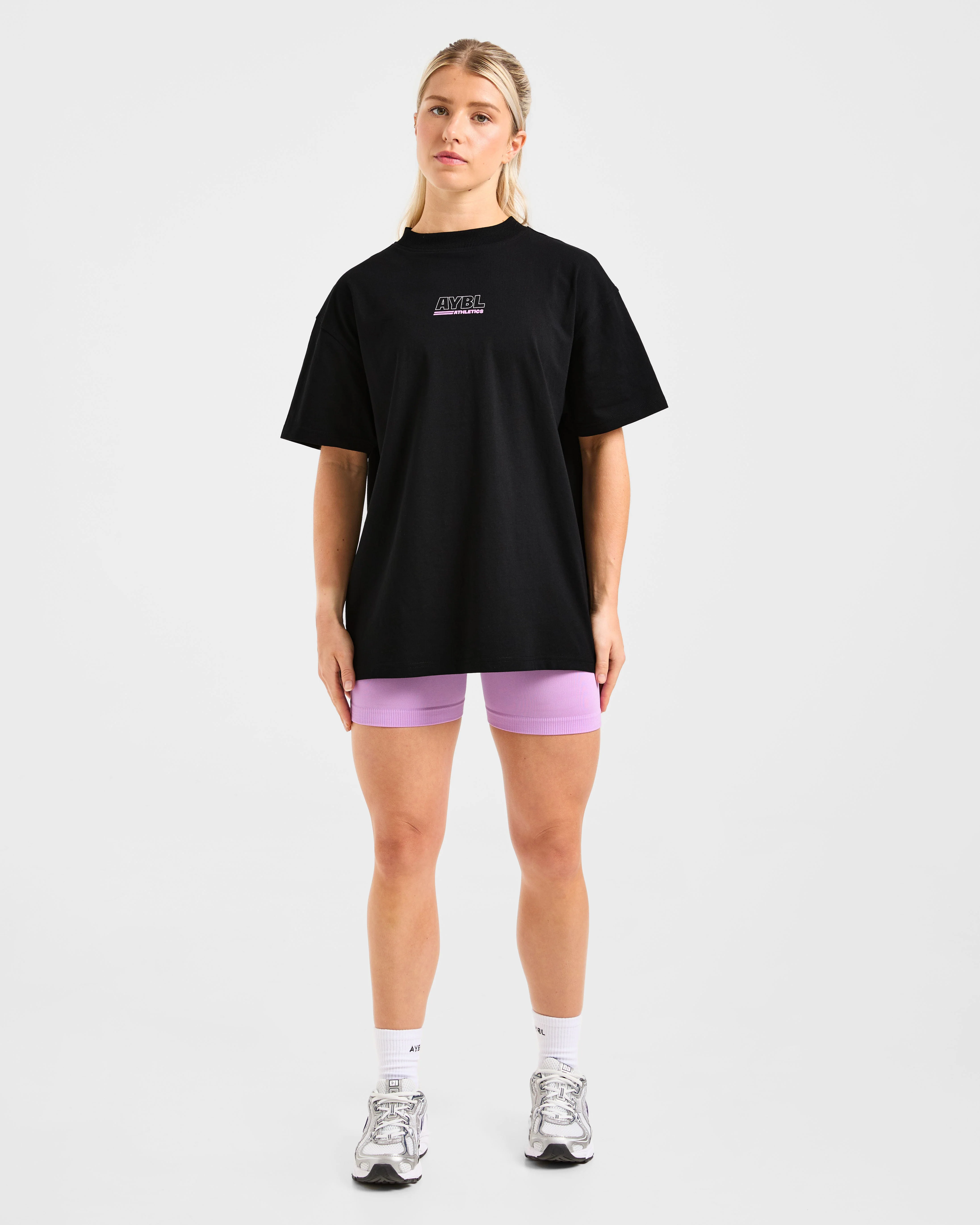 Athletics Track Oversized T Shirt - Black/Pink - Image 3