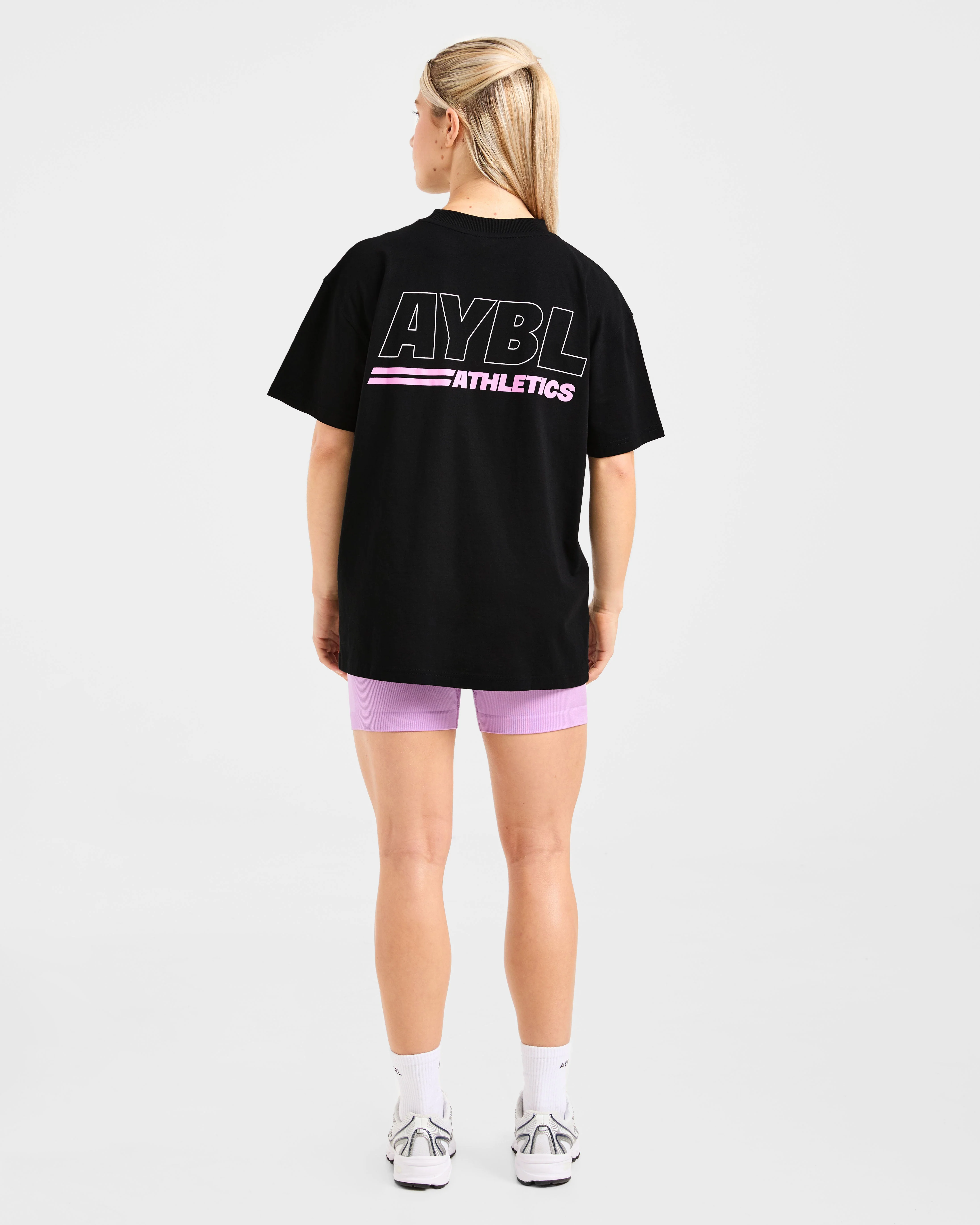 Athletics Track Oversized T Shirt - Black/Pink - Image 4