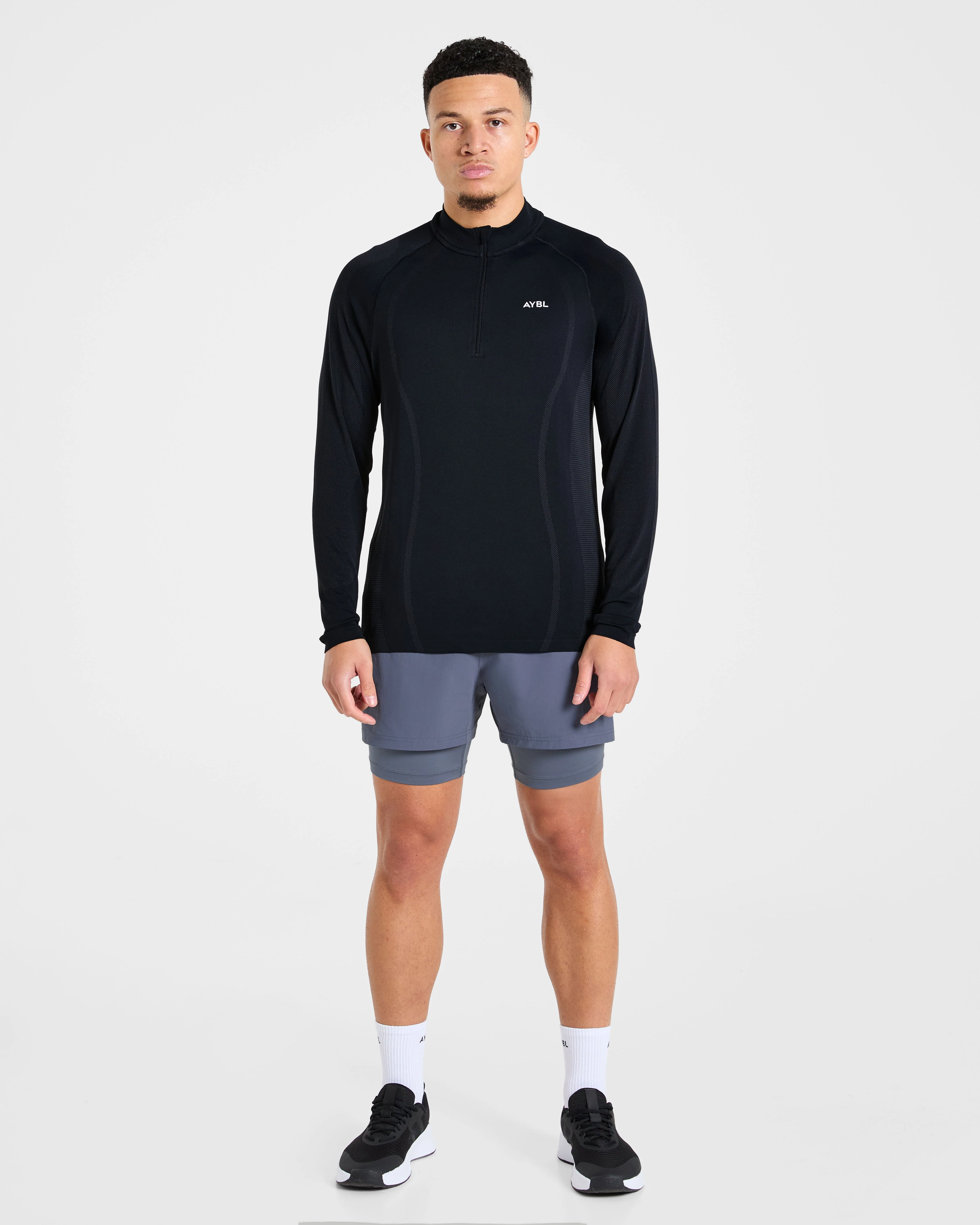Attain Seamless 1/2 Zip Pullover - Black - Image 3