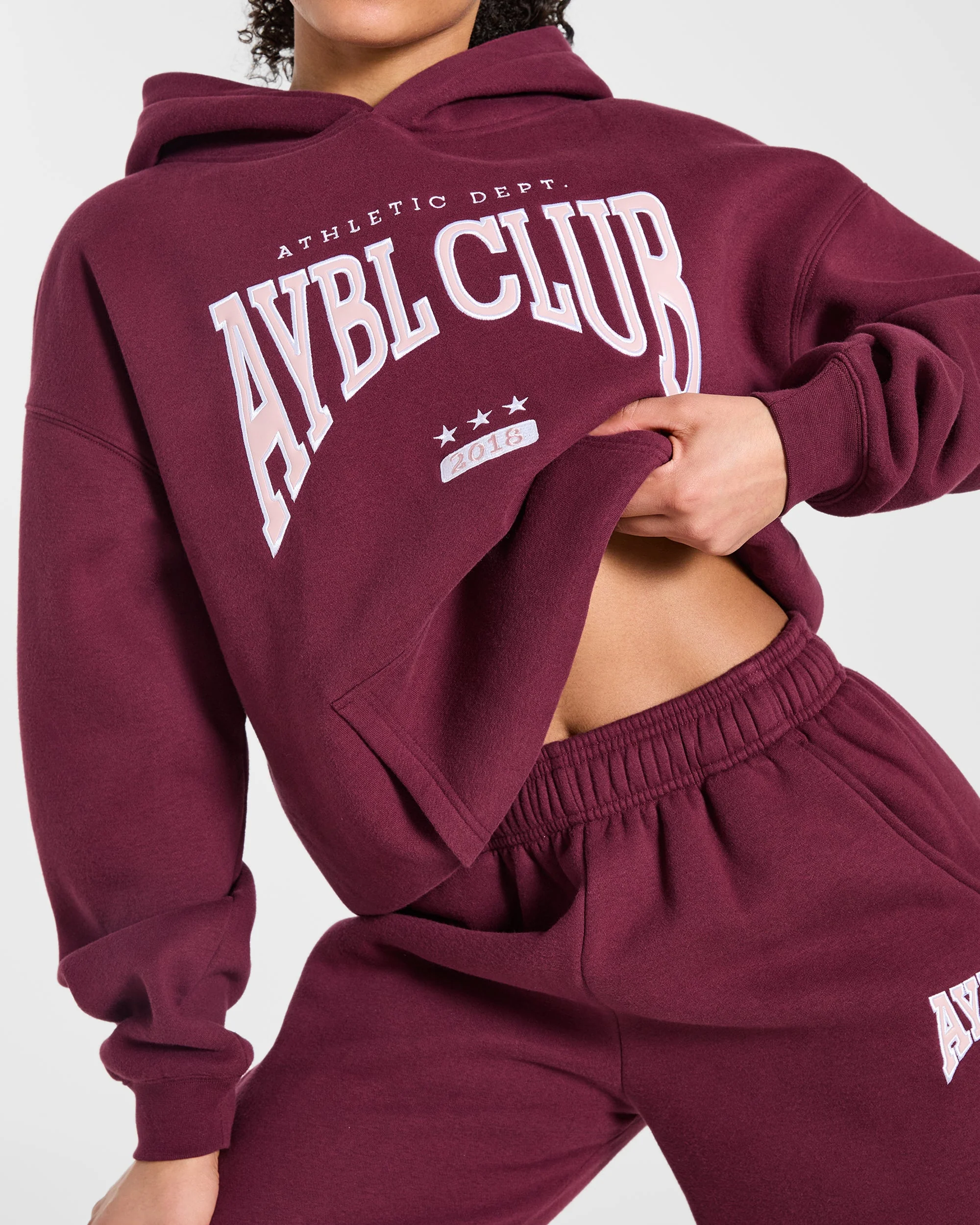 AYBL Club Oversized Hoodie - Burgundy/Pink - Image 6