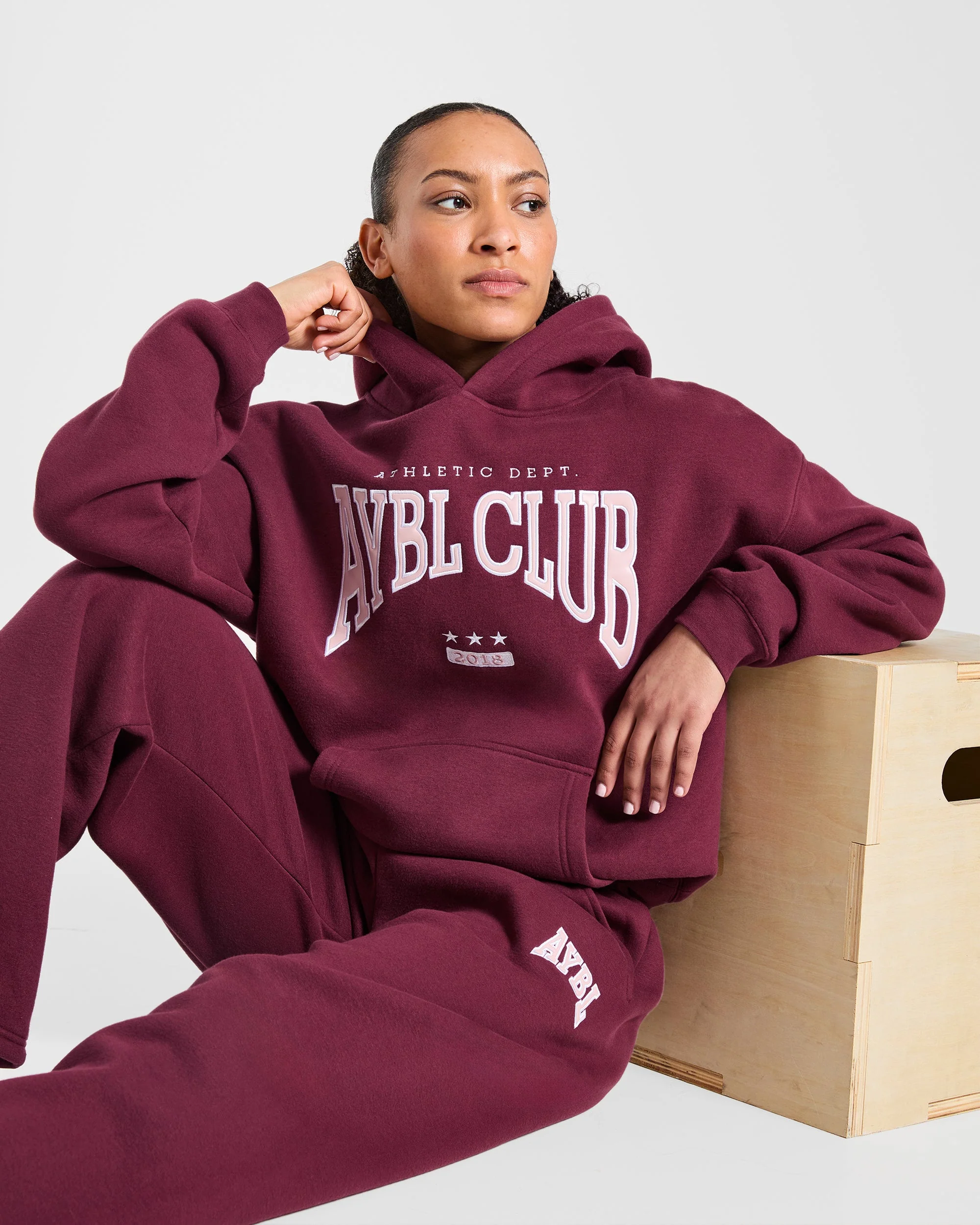 AYBL Club Oversized Hoodie - Burgundy/Pink - Image 8