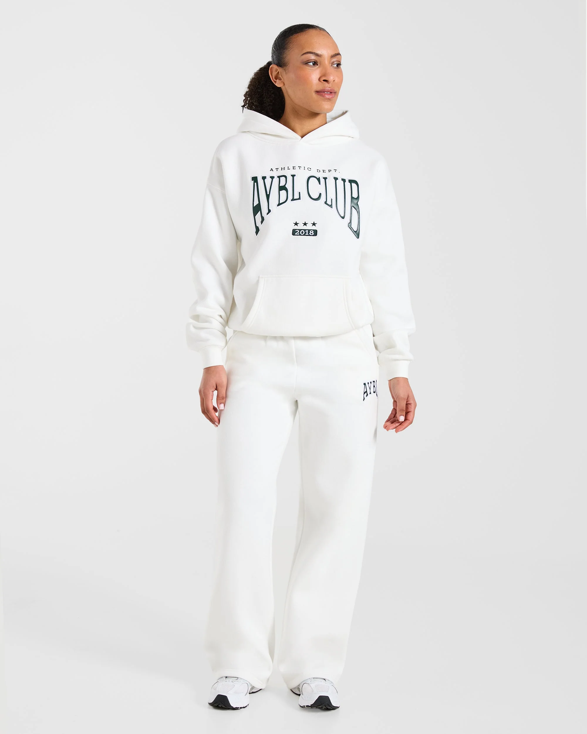 AYBL Club Oversized Hoodie - Off White/Forest Green - Image 3