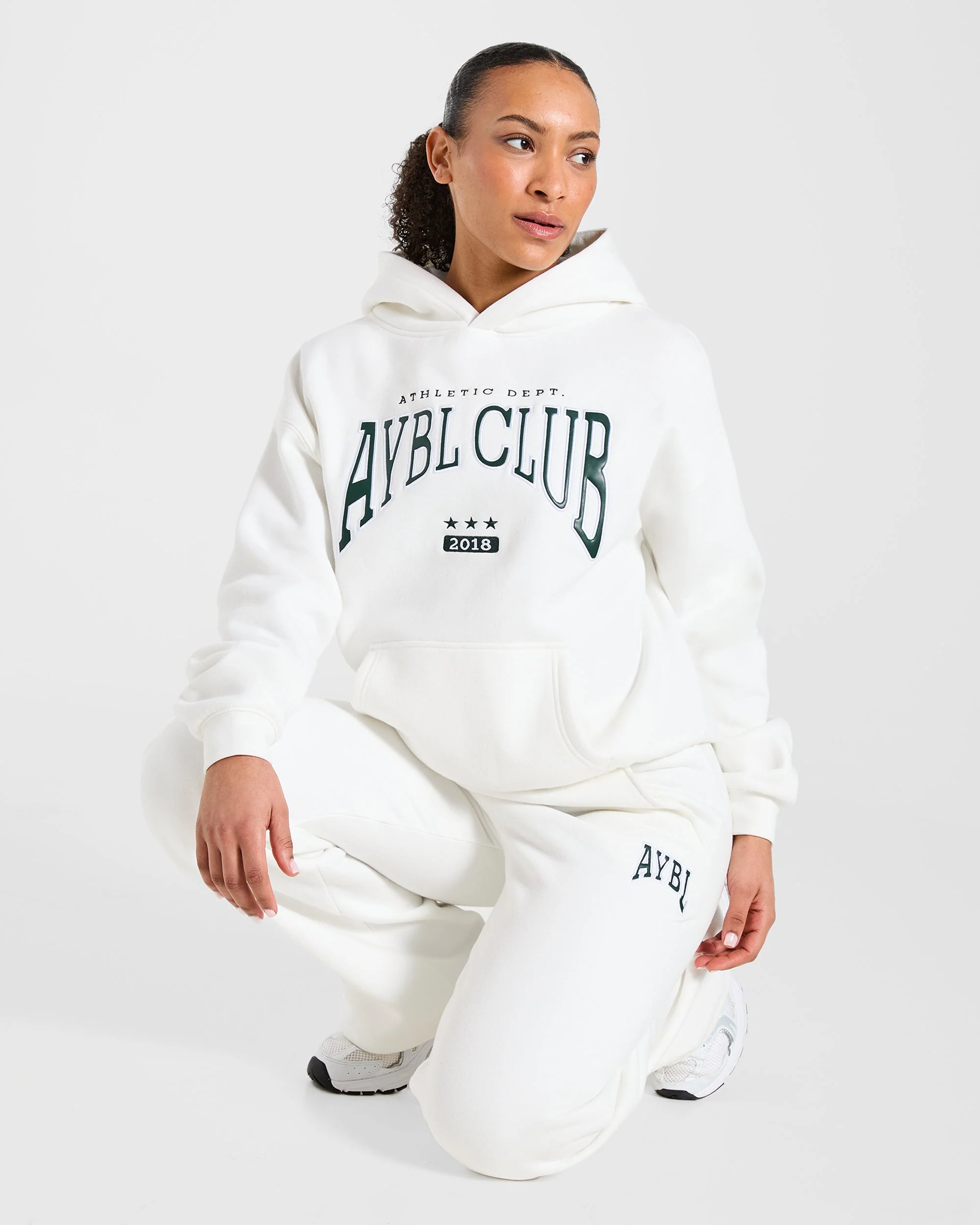 AYBL Club Oversized Hoodie - Off White/Forest Green - Image 7